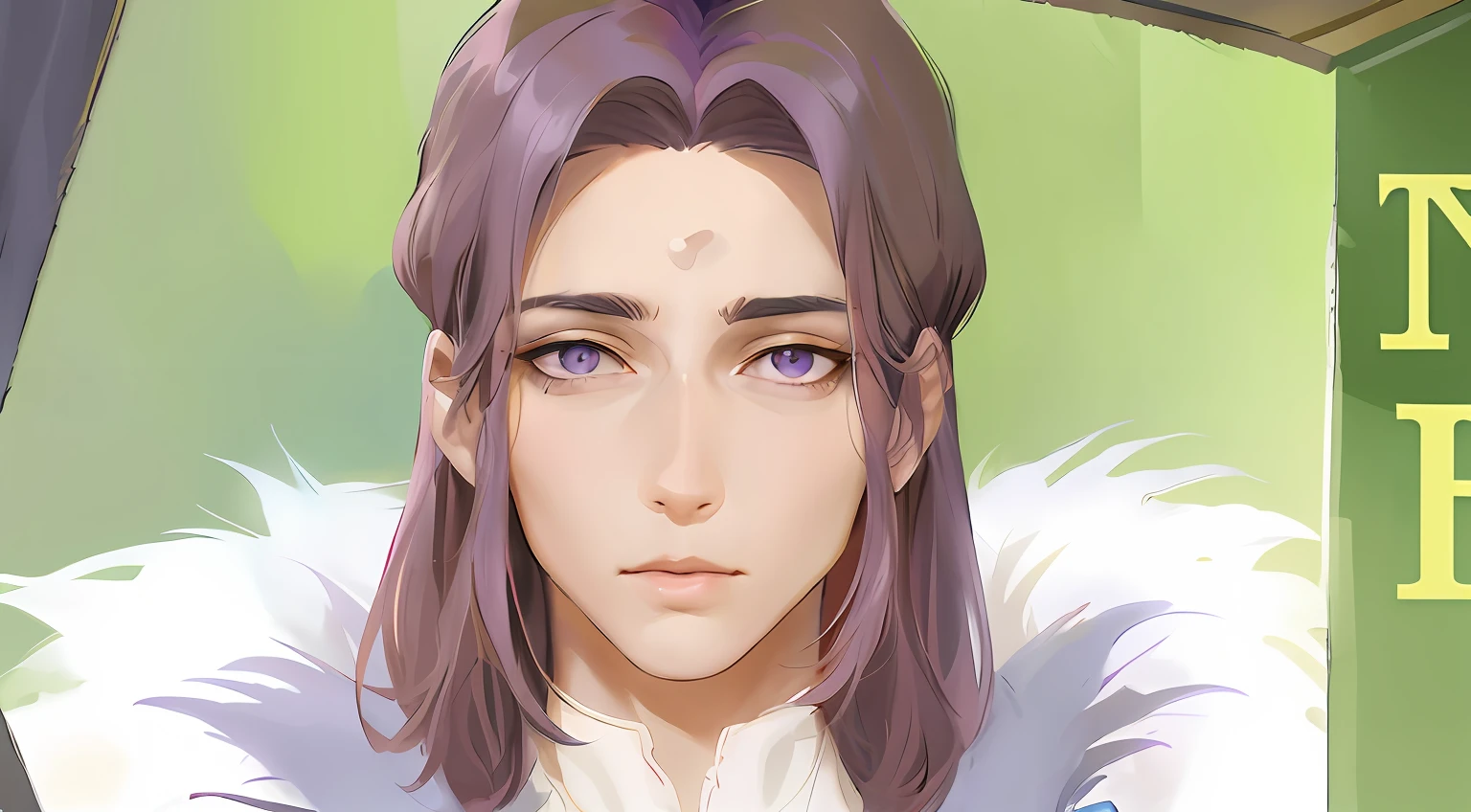 (Raised eyebrows),Man with brown hair and purple eyes looking at camera、artwork in the style of guweiz, beautiful androgynous prince, delicate androgynous prince, handsome guy in demon slayer art, made with anime painter studio, painted in anime painter studio, realistic portrait, semirealistic anime style, realistic art style, detailed fan art, realistic anime art style