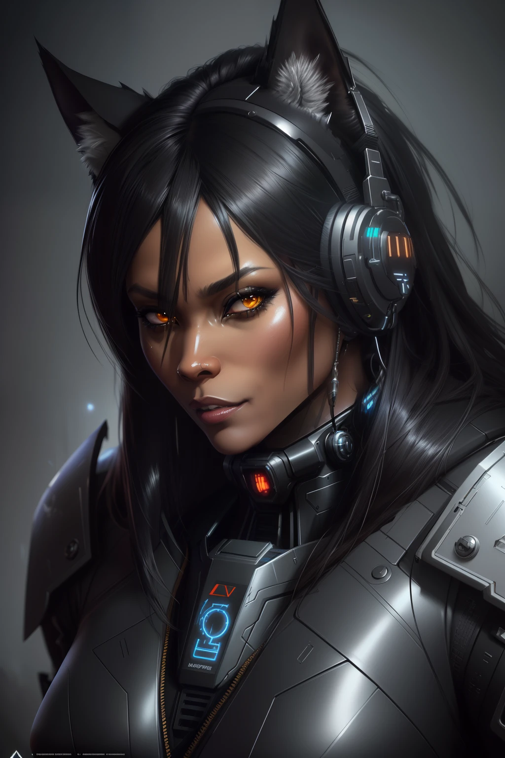 olpntng style, Portrait painting of a cybernetic black werewolf with power armor, ultra realistic, concept art, intricate details, eerie, highly detailed, photorealistic, octane render, 8k, unreal engine. art by artgerm and greg rutkowski and alphonse mucha, oil painting, heavy strokes, paint dripping