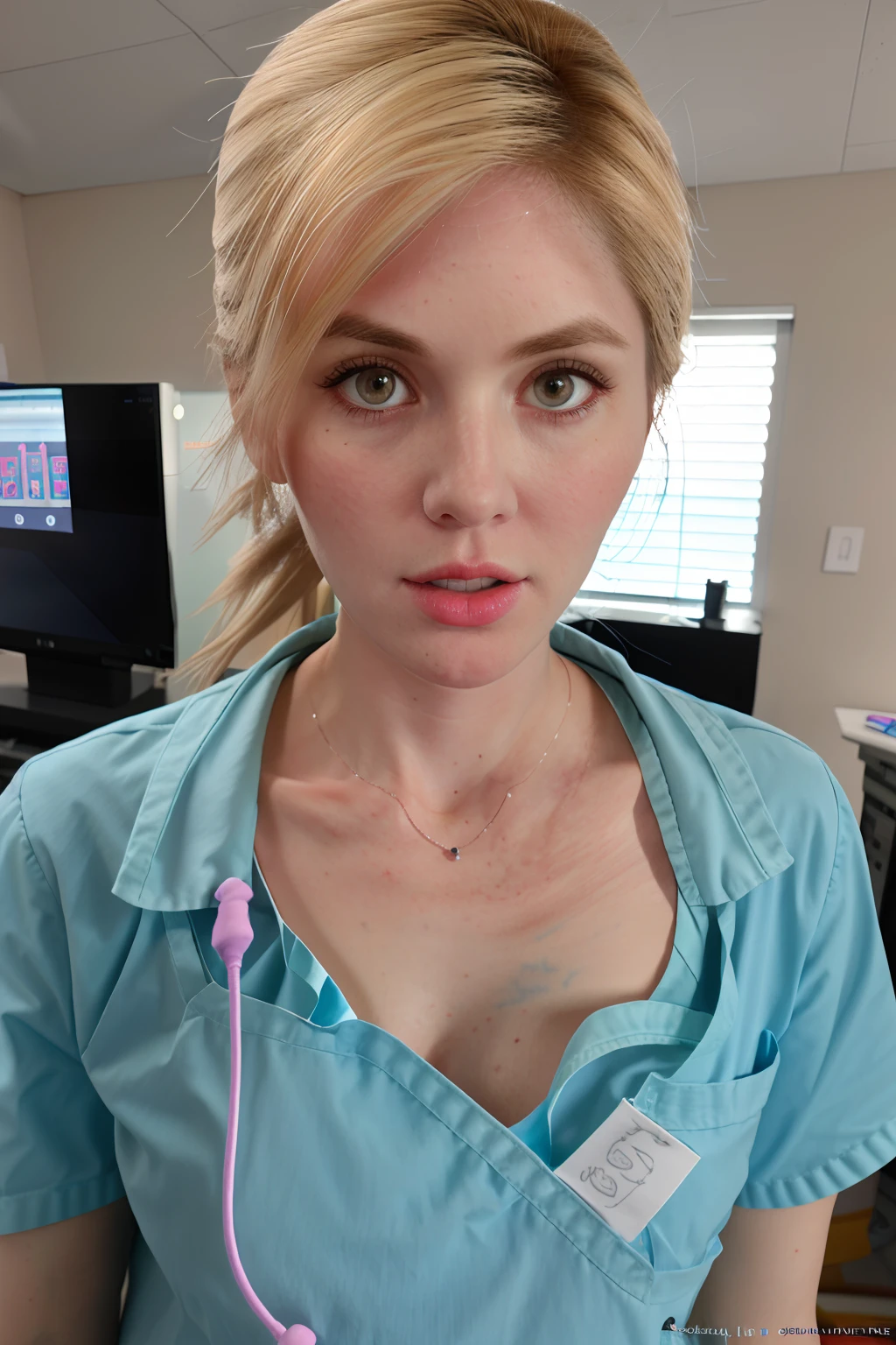 (((full body focus))),(((full nude))),(1woman),blonde,((office hairstyle)),front view,stand pose,expressionless,25 years old, beautiful woman,green eyes,(looking at the viewer),small nose,(Slanted Eyes),monolid,(night time),(in los angeles street),(Standing upright posture),symmetry,