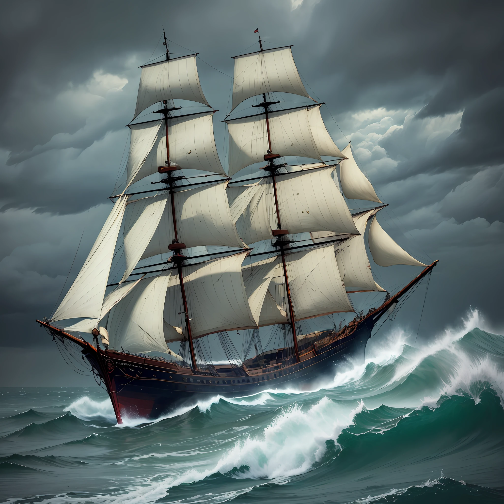 The old sailing ship creaked and groaned as it was battered by the stormy seas. --auto --s2