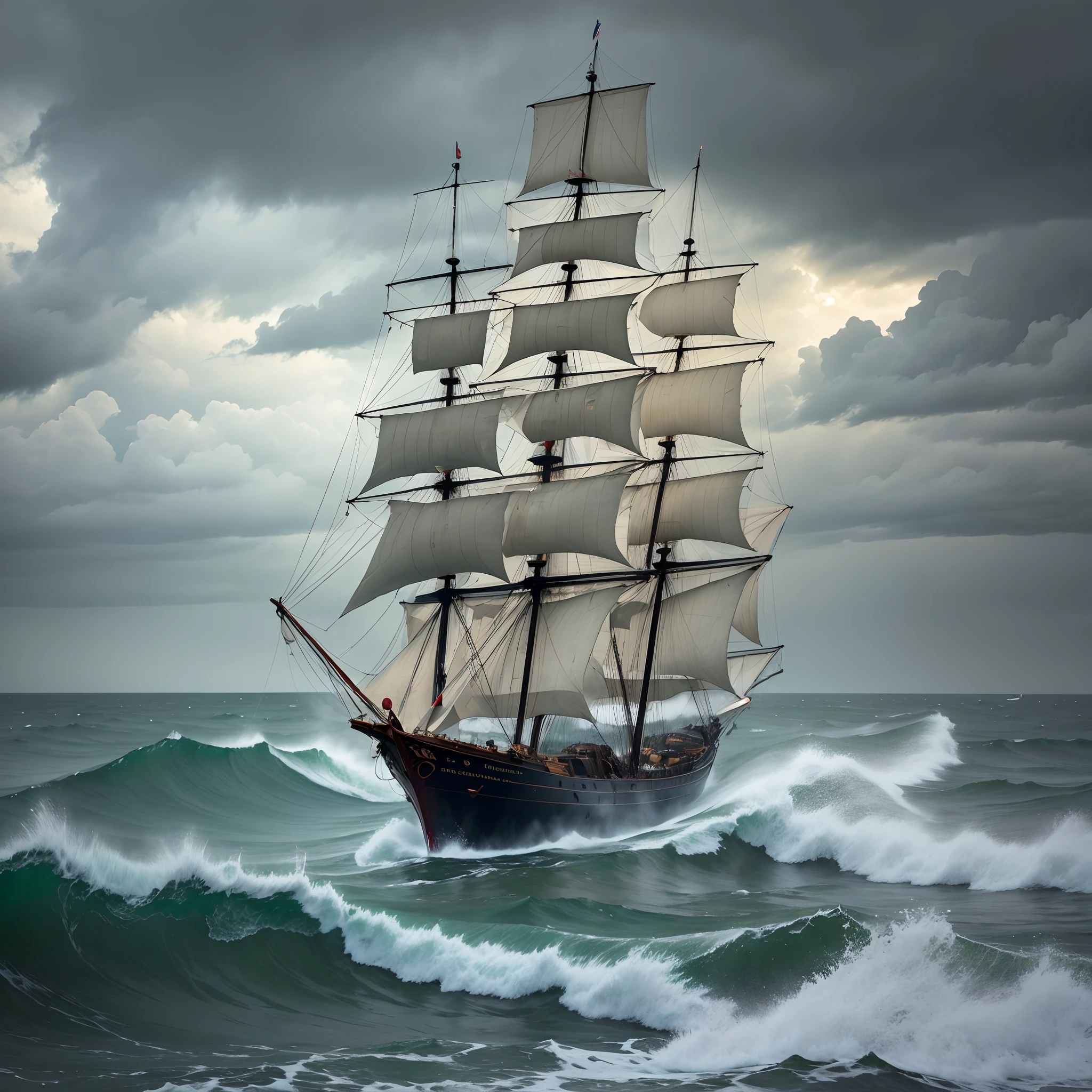 The old sailing ship creaked and groaned as it was battered by the stormy seas. --auto --s2