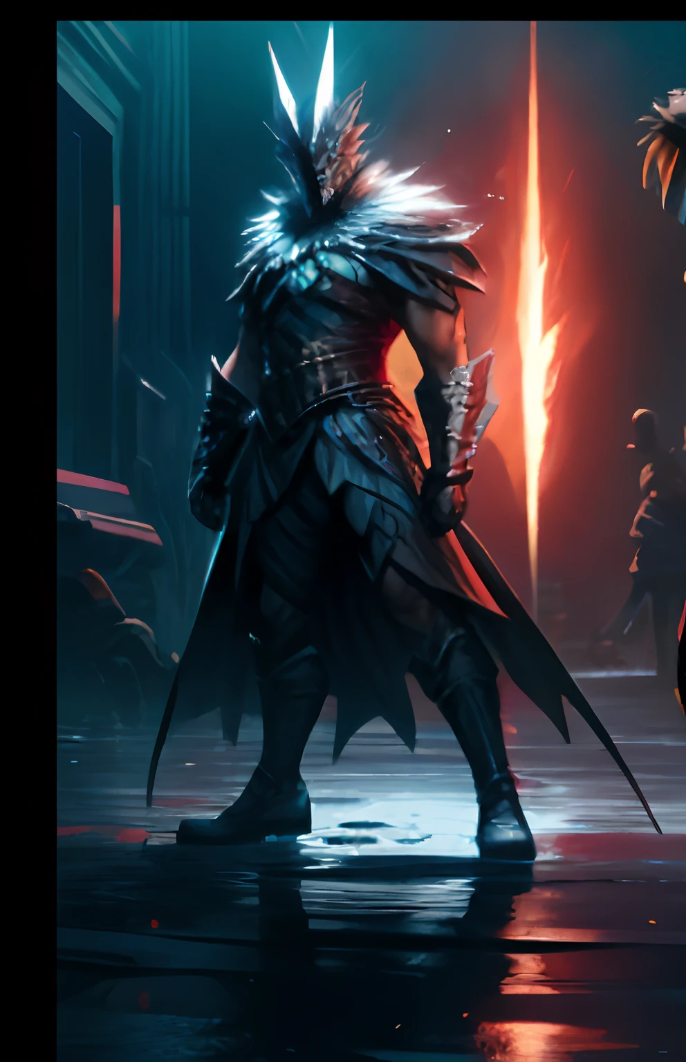 rossdraws volumetric lighting, D&d trending on artstation, style of raymond swanland, abaddon and magali villeneuve, sith lord. Dramatic lighting, raziel irl, The Dark Sword in Ares' hand, Rosla global lighting, Epic fantasy digital art style, inspired by Raymond Swanland