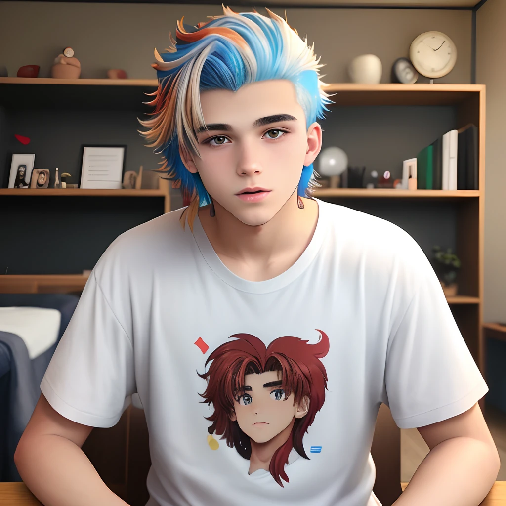 adolescente 18 anos homem cabelo colorido