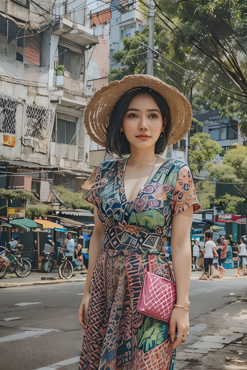 a girl well dress in yangon city road