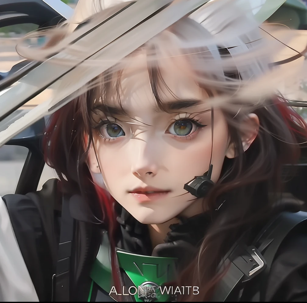 whaite hair,red eyes,Black clothes,Green armor