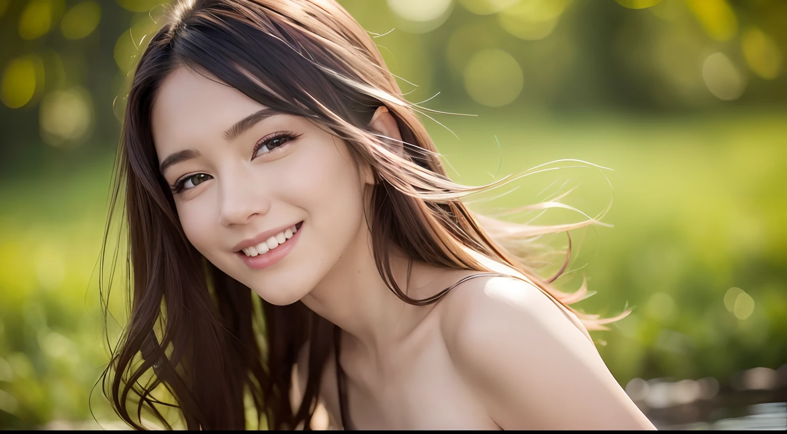 (8K, Best Quality, Masterpiece: 1.2), (Realistic, Photorealistic: 1.37), Super Detail, 1 Girl, Pretty, Solo, (Red Nose), (Smile: 1.15), (Mouth Closed) ) small breasts, beautiful eyes, (long hair: 1.2), floating hair Novafrog style, upper body