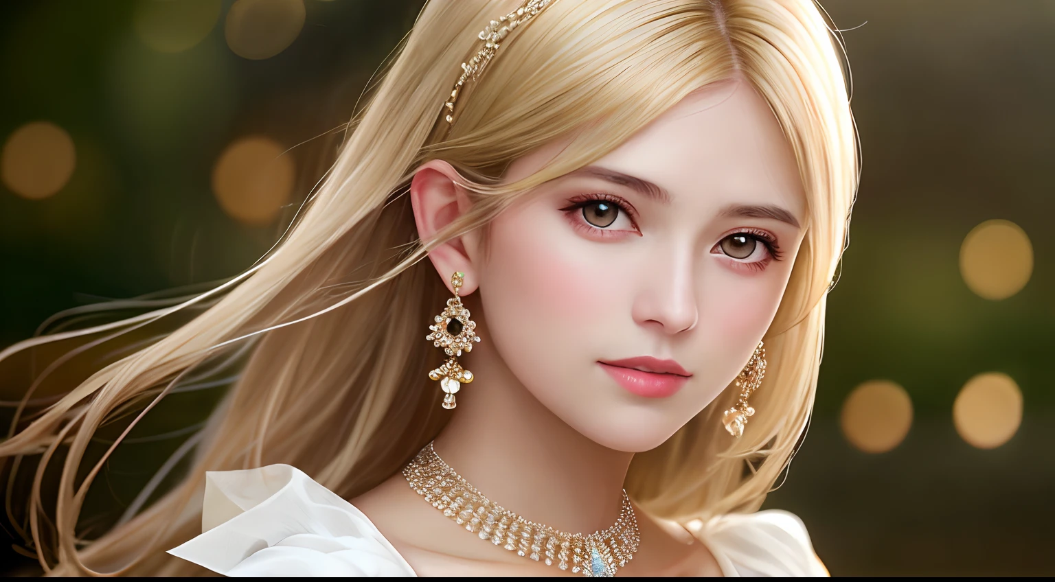 best quality, masterpiece, high resolution, 1 girl, hair ornament, necklace, jewelry, pretty face, upper body, tyndall effect, photo realistic, dark studio, light border, two-tone light, (high-detail skin: 1.2), 8k uhd, dslr , soft light, high quality, volumetric light, candid, Photo, high resolution, 4k, 8k, Bokeh, medium bust, (hair color:blonde:1)