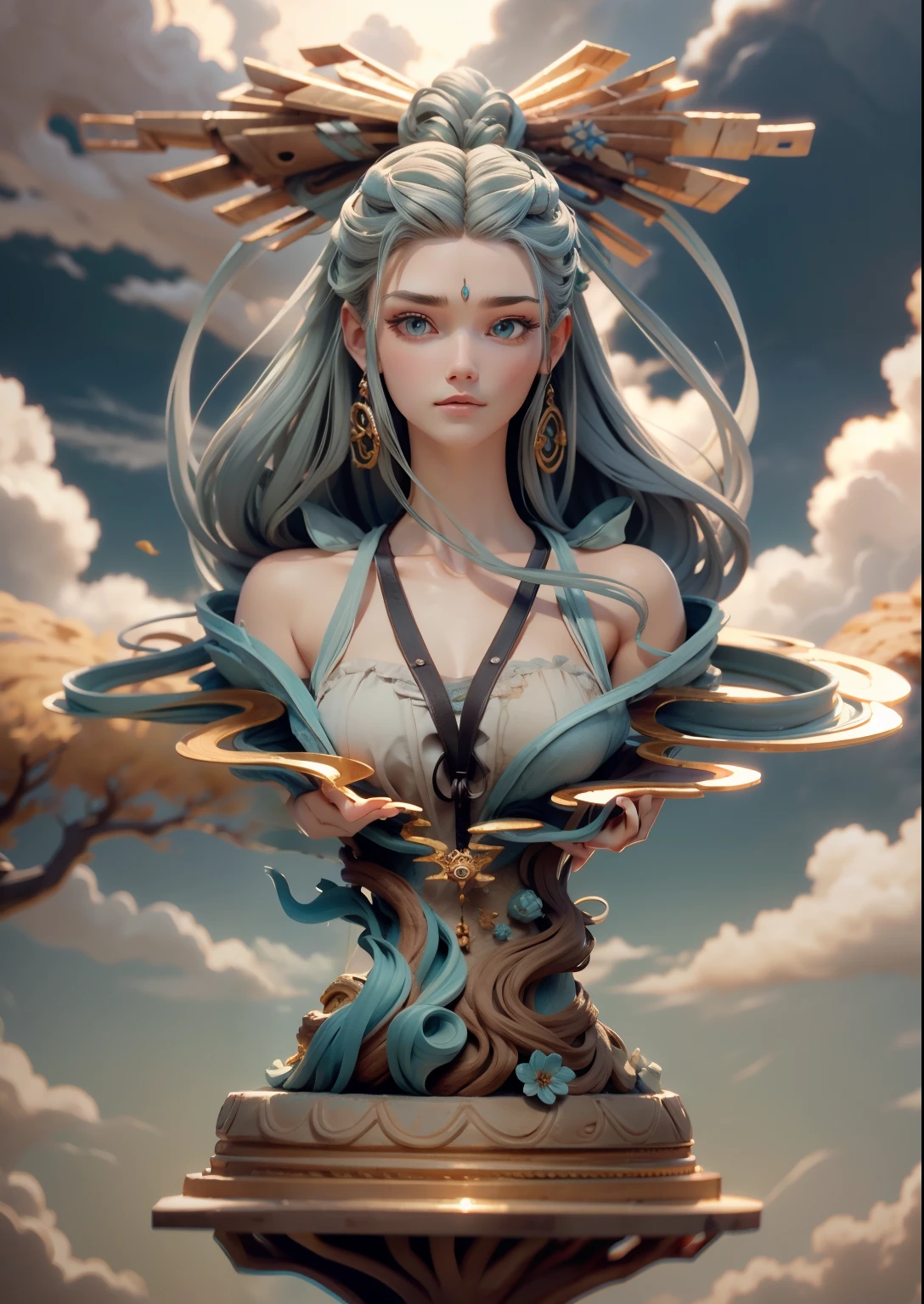 A in a black open dress with silver jewelry resembling runes or alchemical symbols. (((naked))), horns on the head. Snakes on their shoulders. Crescents surround the head with a halo. Her dark hair barely reached her shoulders. She was surrounded by a green glow, and her face was like that of a Greek statue, pale, beautiful, and eternally young. She also has green eyes. Full-length image. against the background of the night sky and the columns of the temple, between which the moon is visible. ((((revealing clothes))),((((without clothes)))