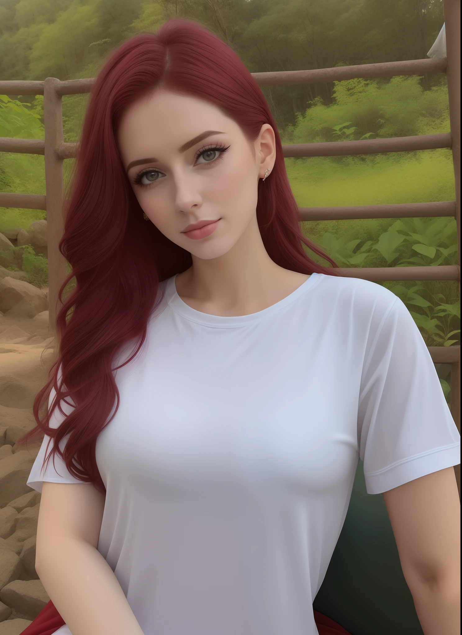 mulher linda arafed sentada em um banco, Anna Nikonova aka Newmilky, angelawhite, vestido com uma camiseta branca, 23 anos, namorada russa, Amouranth, camisa apertada, 2 Modelo feminina de 4 anos, vestido com camisa branca, Garota sexy, Taran Dasha