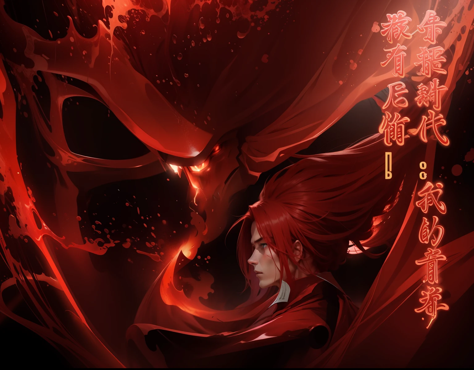 red hair，There is a red glow all around，Very strong，male people，