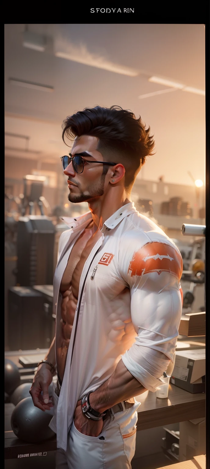 Bodybuilder, abs, realistic face, handsome,