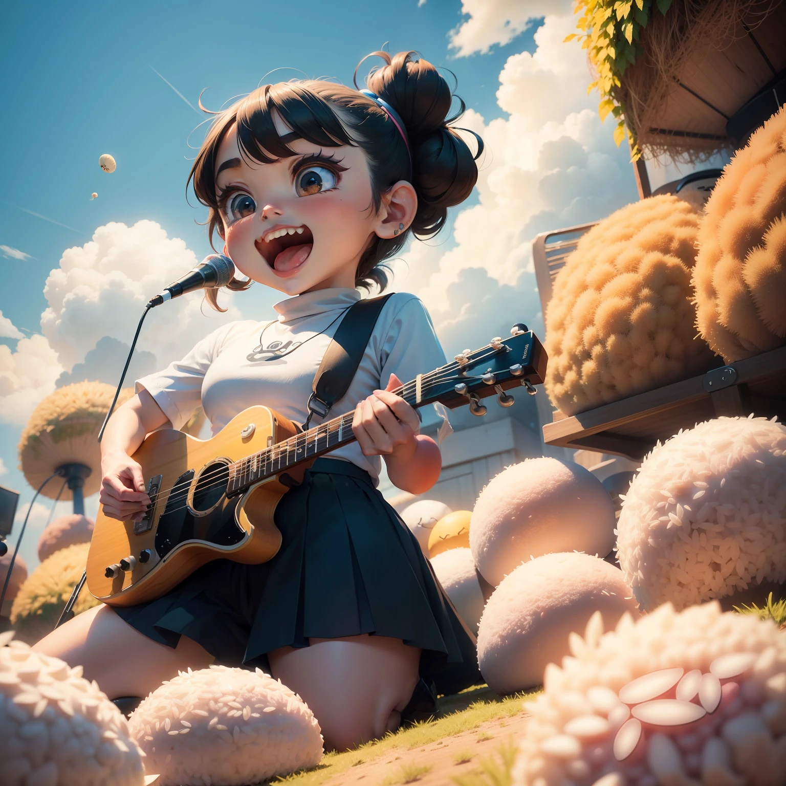Rice balls,cartoony,Music