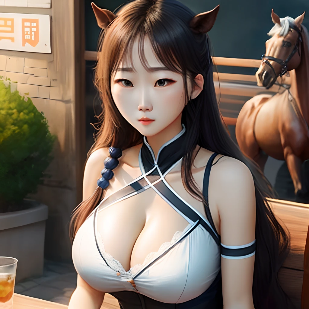 dual horsetail，Lori huge breasts cleavage，WeChat，adolable，heal，Pure，Dumb cute