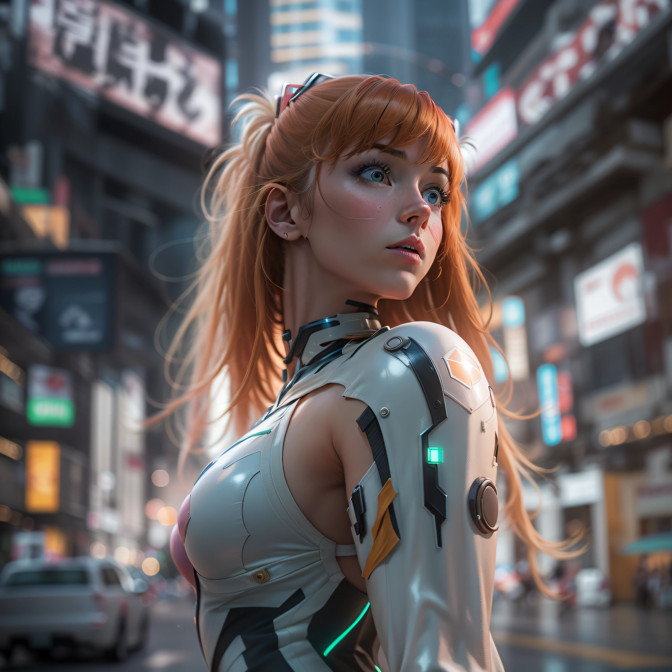 ((Hyperreal)), ((movie scene)), ((ass close-up)), Asuka Langley Shikinami, In a futuristic city at noon, Wearing a transparent plugsuit, Perfect Butt, ((ass in first)), ((view from behind, View from below)), ((Bare breasts)) (Sideboob)), (()), ((Transparent clothes)), beautiful pink, Perfect face, dyed hair, Black clothes looking at camera, Female hacker showing off youth, young, big breasts, bulging, sexual, seduction, Buttocks, Crotch Stretch, Fiber Optic Cables, Corporate Logos, HDR (high dynamic range), Ray Tracing, NVIDIA RTX, Super Resolution, Unreal Engine 5, Subsurface Scatter, PBR Textures, Post Processing, Anisotropic Filtering, Depth of Field, High Sharpness and Sharpness, Multi-Layer Textures, Albedo and Specular Mapping, Surface Shading, Accurate Simulation of Light Interactions -material, Perfect Proportions, Octane Rendering, Duotone Lighting, Low ISO, White Balance, Rule of Thirds, Wide Aperture, 8K RAW, High Efficiency Sub-Pixel, Sub-Pixel Convolution, Luminous Particles