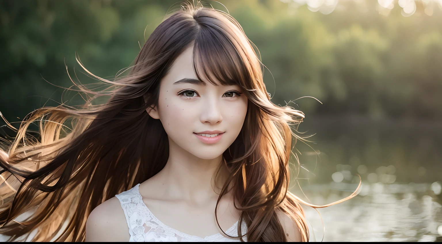 (8K, Best Quality, Masterpiece: 1.2), (Realistic, Photorealistic: 1.37), Super Detail, 1 Girl, Cute, Solo, (Redness of the Nose), (Smile: 1.15), (Mouth Closed) Small, Beautiful Eyes, (Long Hair: 1.2), Floating Hair Novafrog style, upper body, Japan person