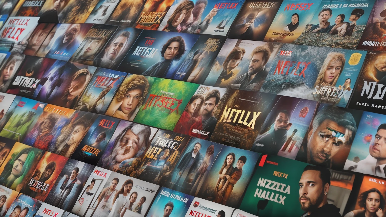 a closeup of a movie wall with many different titles, series on netflix, netflix series, Netflix Trese, Netflix animation, O melhor no Adobe Stock, Netflix, tomada em 2 0 2 0, Adobe Stock Popular, tv series, Shutterstock, arcano Netflix, imagem empilhada, big glowing netflix logo behind, tiradas em 2022, Miniatura do YouTube
