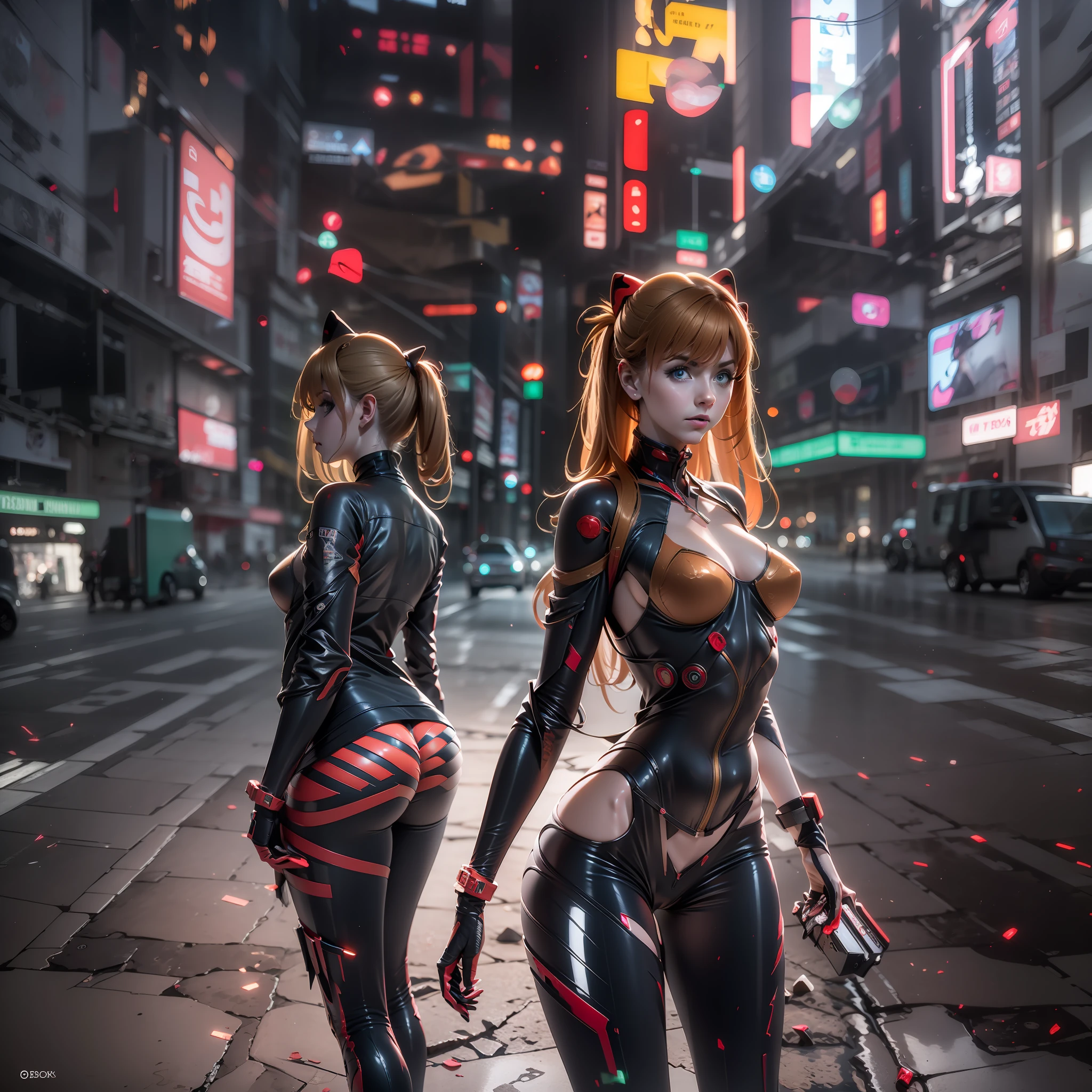 ((hiperrealista)), ((cinematic scene)), Asuka Langley Shikinami, agarrando sus pechos, In a futuristic city at noon, Llevar un traje transparente, trasero perfecto, ((vista del trasero)), ((vista desde un lado, vista desde abajo)), ((pechos desnudos)) (Sideboob)), ((desnudo)), ((ropa transparente)), Hermosos pezones rosados, Cara perfecta, Colored hair, black clothes looking at camera, hacker woman showing young, young, big breasts, protruding, sexual, seduction, buttocks sticking, crotch spread, fibre optic cables, Logotipos corporativos, HDR (High Dymanic Range), Trazado de rayos, NVIDIA RTX, Super resolution, Motor Unreal 5, Subsoil Scatter, Texturas PBR, Procesamiento posterior, Anisotropic filtering, profundidad de campo, Alta nitidez y nitidez, Texturas multicapa, Mapeo de albedo y especular, Sombreado de superficies, Precise simulation of light-material interactions, proporciones perfectas, Renderizado de octanaje, duotone lighting, ISO bajo, balance de blancos, Regla de los tercios, amplia apertura, 8K RAW, High Efficiency Sub-Pixel, sub-pixel convolution, glow particles