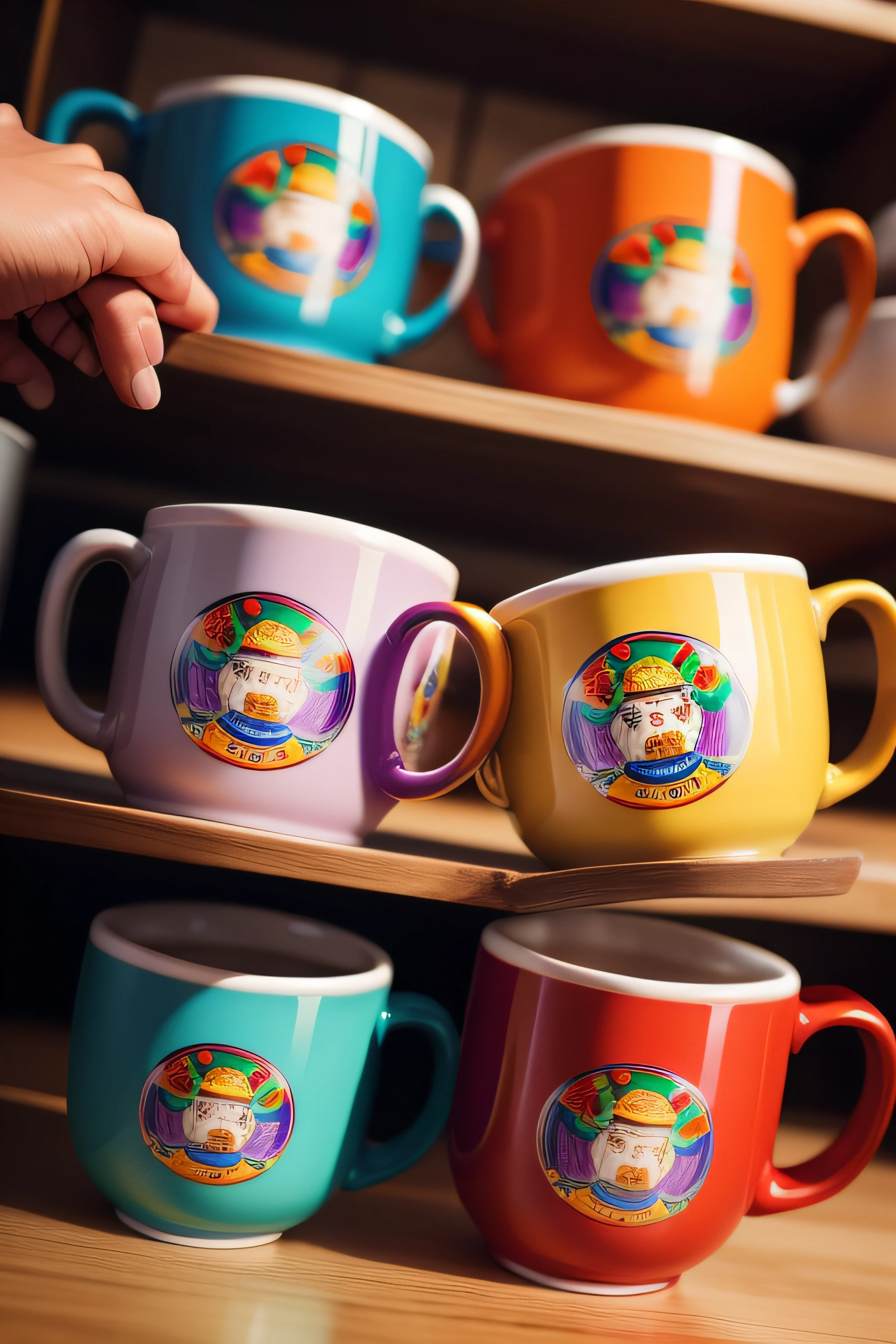 A mug featuring mariachi musicians, vibrant colors, and "Caffeinated."