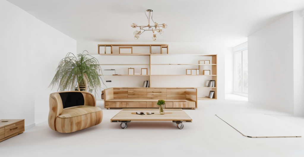 sofa, coffee table, floor plan, eclectic concept, conceptual drawing, 3d render, photo furniture concept, minimalist interior of a living room, detailed rendering, interior design details, summer afternoon, sunny environment