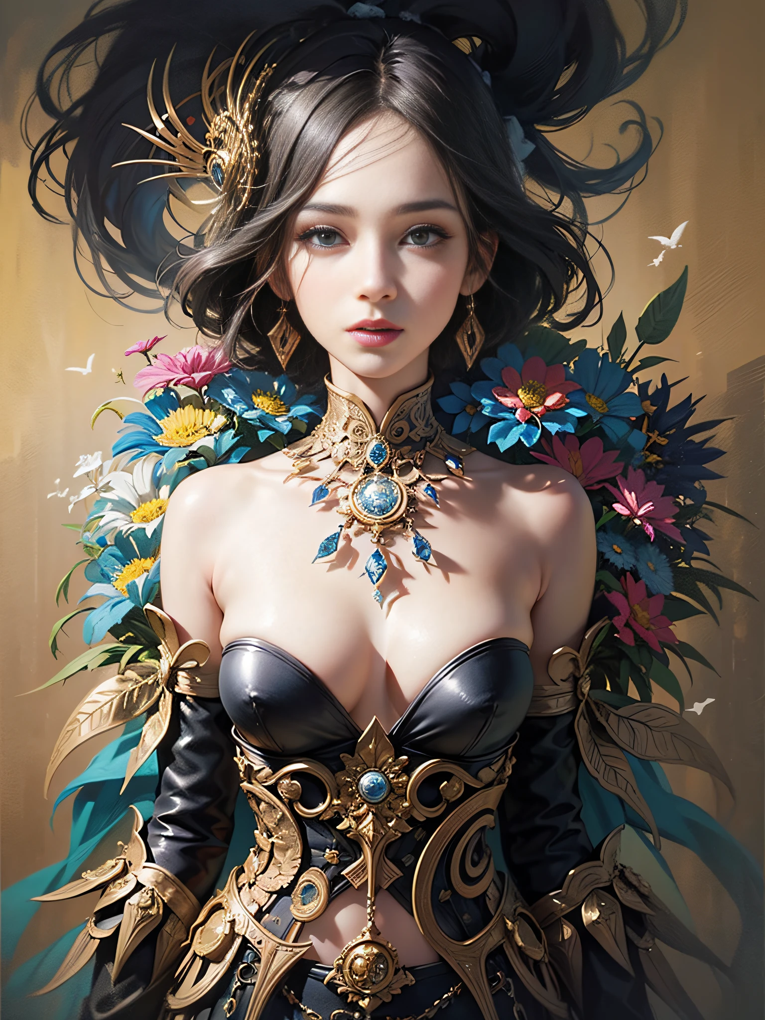 official art, unity 8k wallpaper, ultra detailed, beautiful and aesthetic, masterpiece, best quality, (zentangle, mandala, tangle, entangle), (fractal art:1.3) , 1girl, extremely detailed, dynamic angle, cowboyshot, the most beautiful form of chaos, elegant, a brutalist designed, vivid colours, romanticism, by james jean, roby dwi antono, ross tran, francis bacon, michal mraz, adrian ghenie, petra cortright, gerhard richter, takato yamamoto, ashley wood, atmospheric, ecstasy of musical notes, streaming musical notes visible