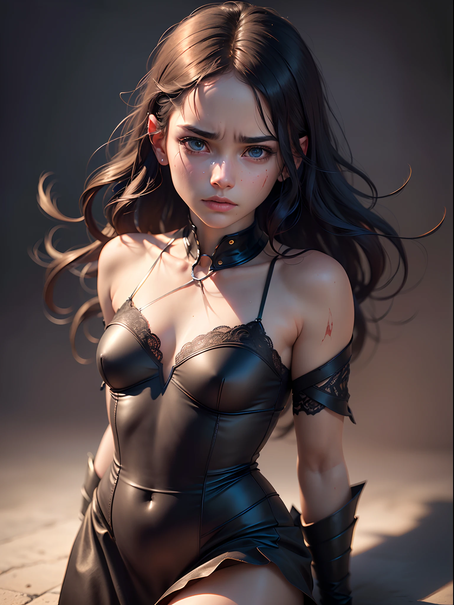1girl, Anger, contempt, hate, murder, severe depression, beating, death, suicide, sadness, just kill me, why am I alive yet?, (darkness background) , 8k, high quilty, realistic, canon 1:1, 50 mm size, 3d, beautiful realistic، Cool details, raw photo, selfie, Light and cool lighting, photo realistic, Cel shaded, Gel lighting, ultra details