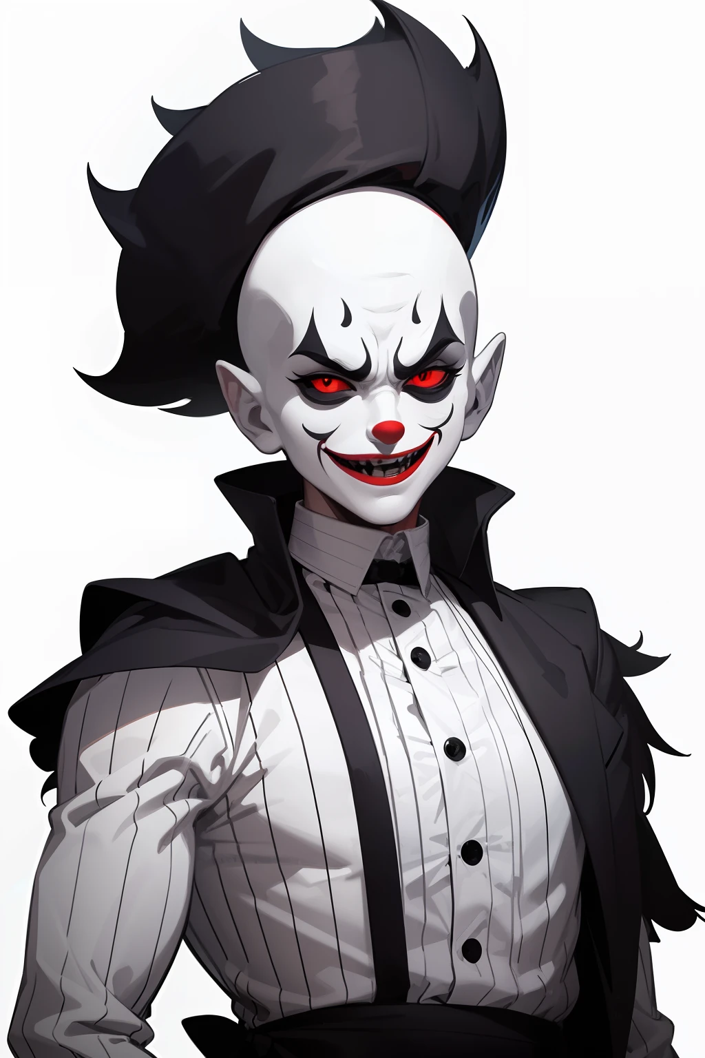 clown killer hat, new heat design, joker looks like naruto, grinning sinisterly, digital art from danganronpa, evil smile and glowing eyes (new hat:1.5)