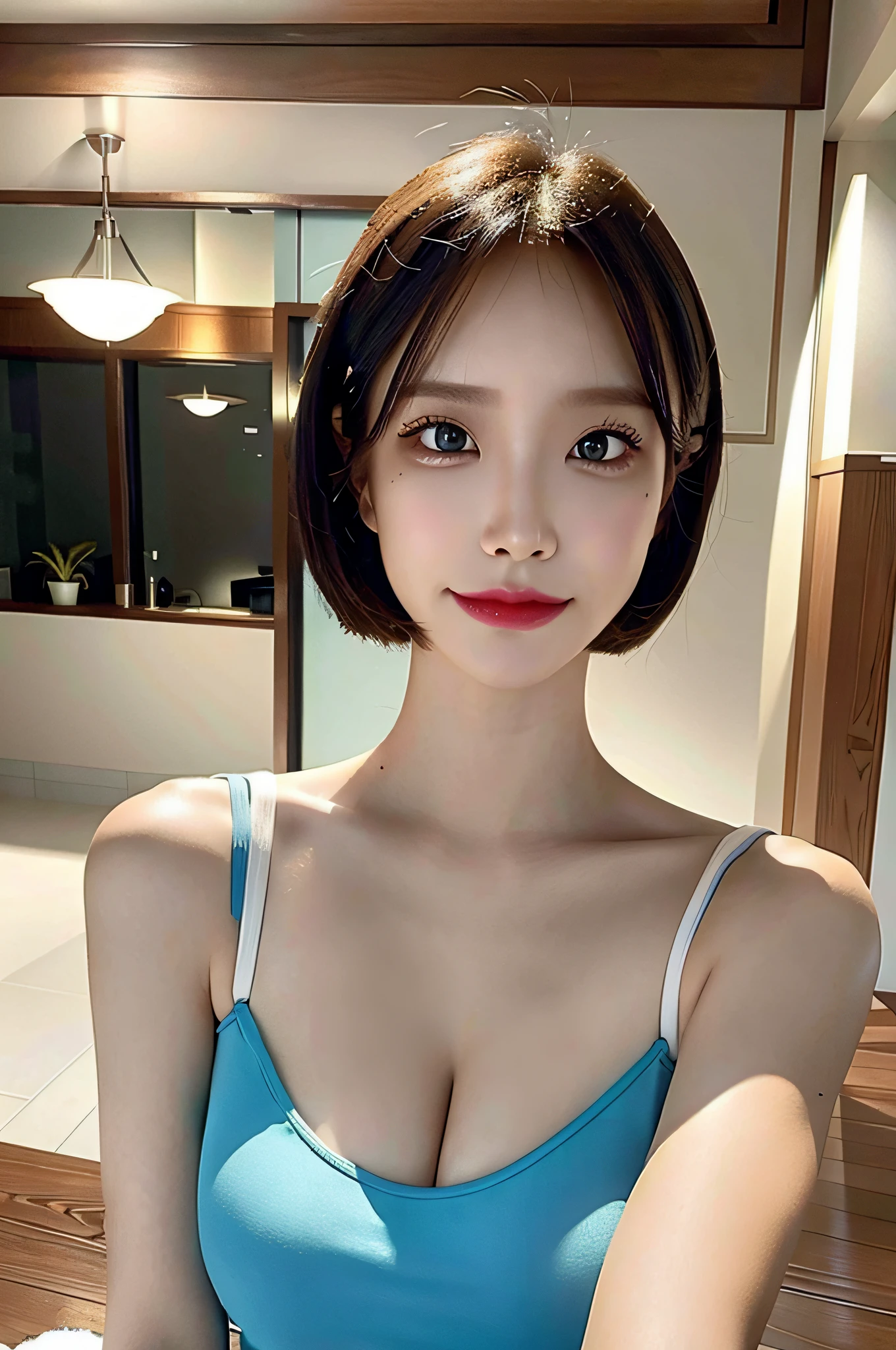 Incomparable masterpiece, perfect artwork, ((perfect female figure)), short hair, blonde, skinny, realistic, solo, (realism: 1.4), best quality, super high resolution, 1girl, porcelain, kpop ido, (extra large breasts), full body, beautiful, masterpiece, best quality, very detailed face, perfect lighting, solo, plain makeup, tights, best quality, super high resolution, (realistic:1.4), super detailed, masterpiece, best quality, ulzzang - 6500-v1.1, (realistic, photorealistic: 1.37), extreme light and shadow, disheveled hair, master work, rich details, (fine facial features), (highest quality photo), (masterpiece), (detailed eyes), look in front of you eyes, incredibly cute under eye moles, necklace, moles under lef5 eyes, earring best quality, Japanese woman, large breasts, very short bob hair,upper body, A beautiful woman with perfect body:1.4, Slim abdomen:1.2, (full body:1.6), ultra-detailed face, delicate eyes, double eyelids, soft breasts, charming expression, blonde hair,