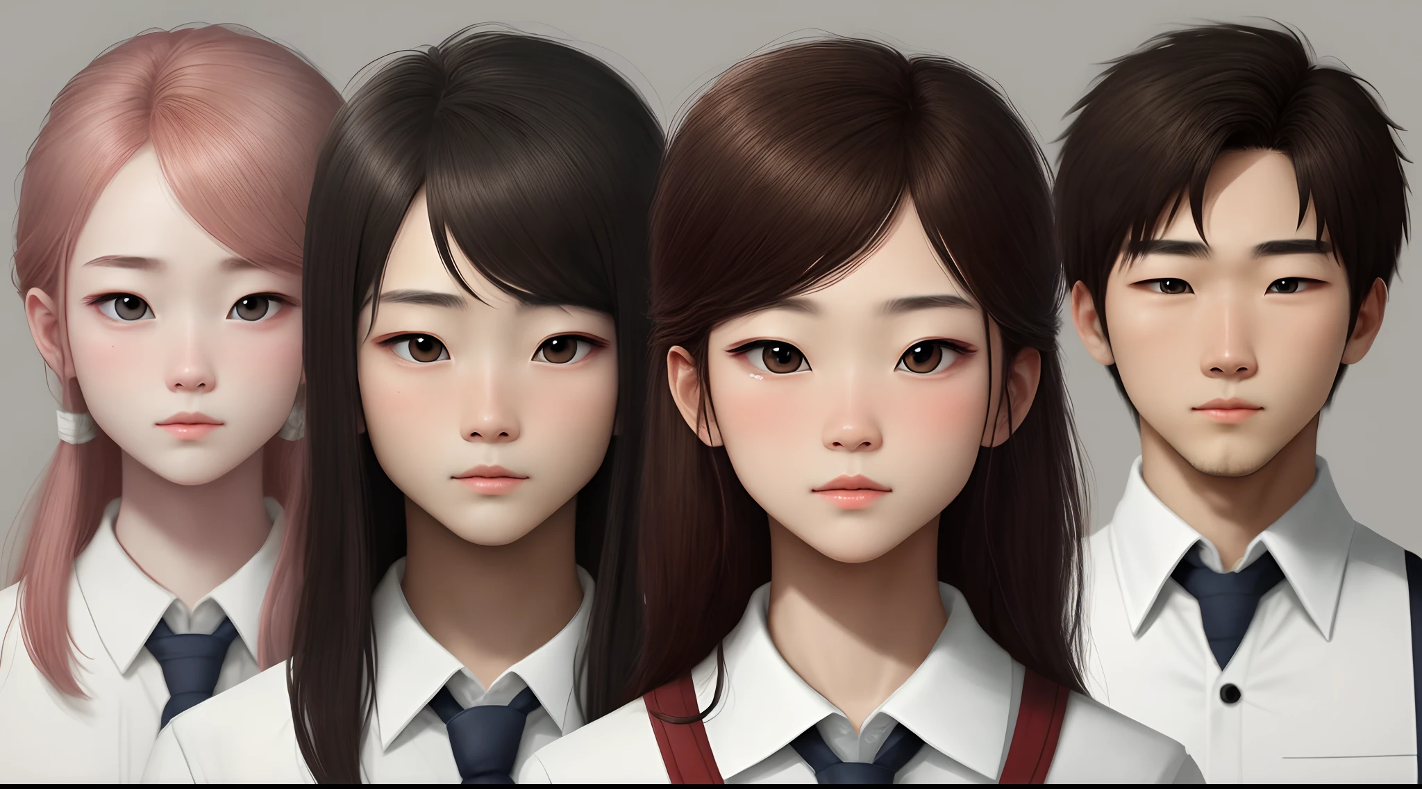 Handsome cheeks,The nose is slender,Eyes are cold,Small lips,The hair is lateral,schoolboy