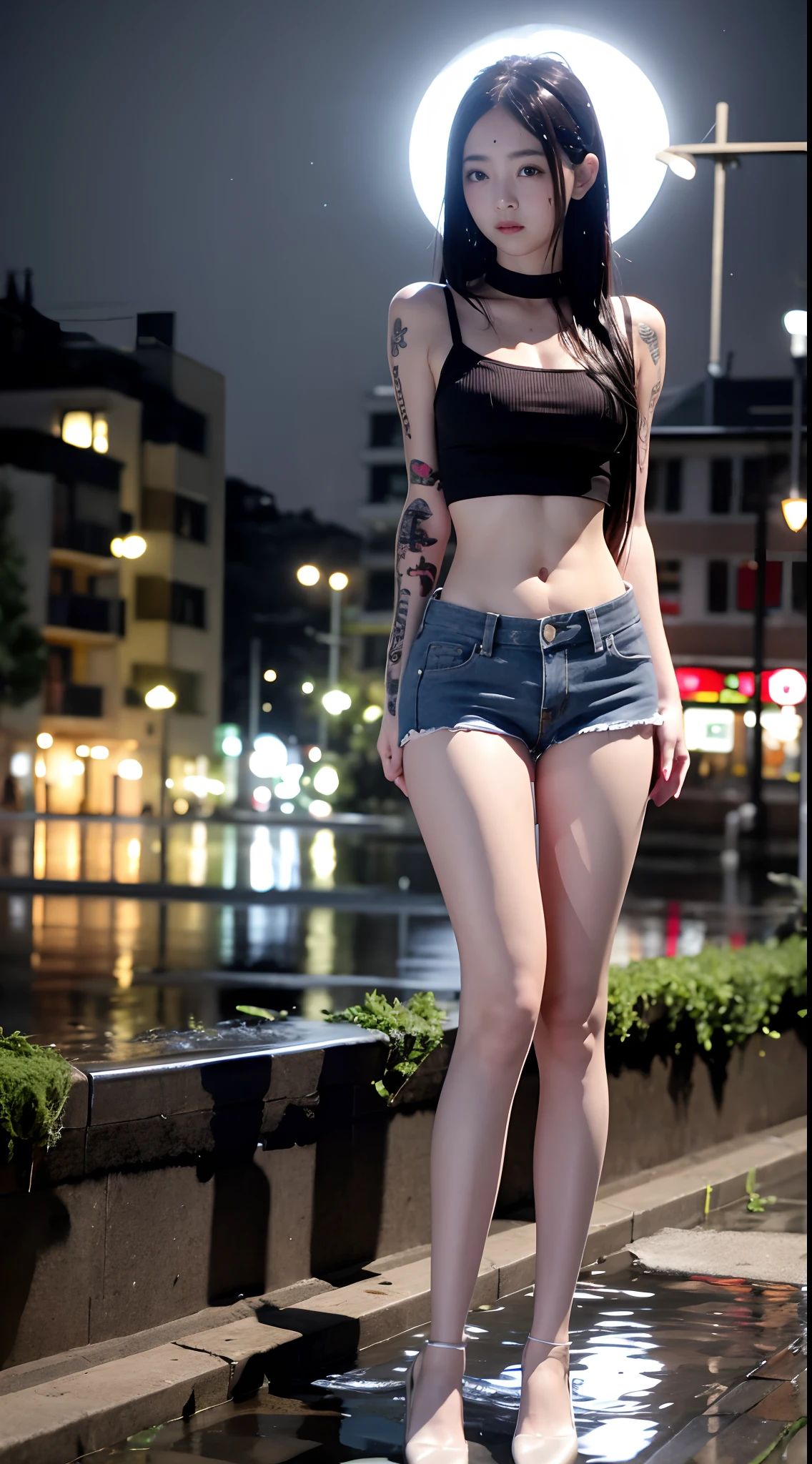 alluring beautiful punk rock girl with skeleton bodypaint, torn punk t-shirt, short denim torn jeans, chains, at an alleyway, Fantasy Theme, halloween theme, Beautiful D&D Character Portrait, Ominous, Dark Fantasy, Detailed, Digital Art, Extreme Detail, Polished, Beautiful, Hyperdetailed, Intricate, Elaborate, Meticulous, Anime Character, Detailed, Anime Face, Sharp Focus, Unreal Engine, 3d Rendered, Volumetric Lighting, Reflections, Glossy, Digital Illustration, Sensual Pose, Suggestive Pose, Lewd, Full Body Shot, anatomically correct , naked, visible niples, puffy , 💖❤💕💋❣