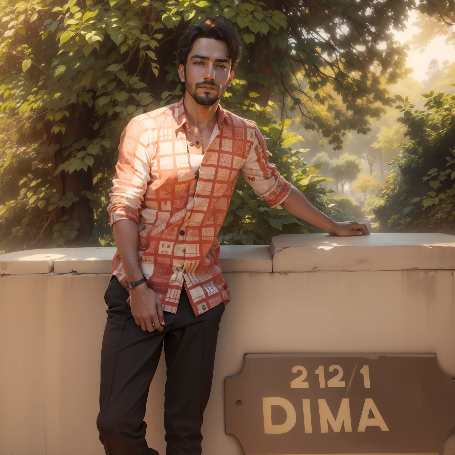 "Realistic face with matching attire and background."