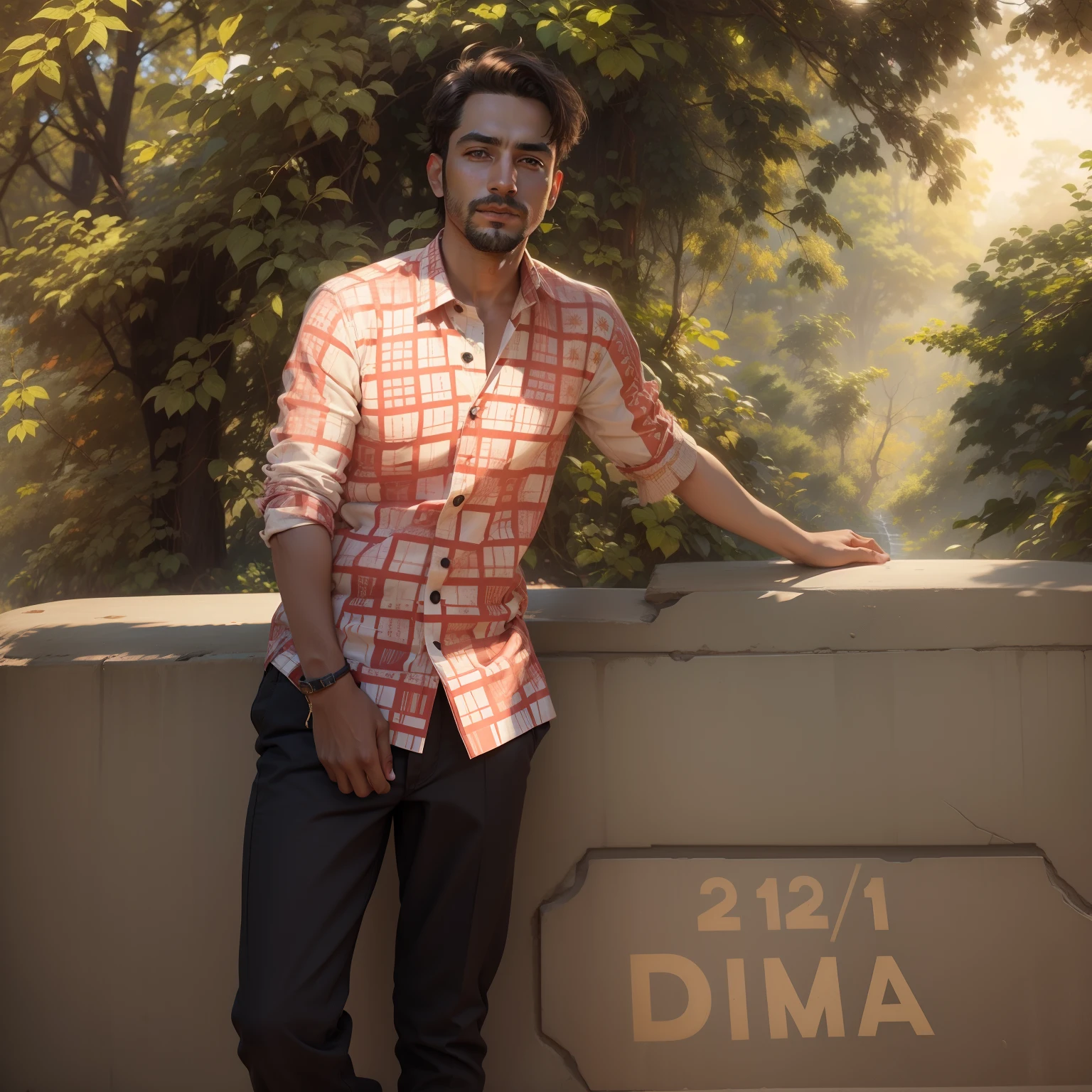 "Realistic face with matching attire and background."