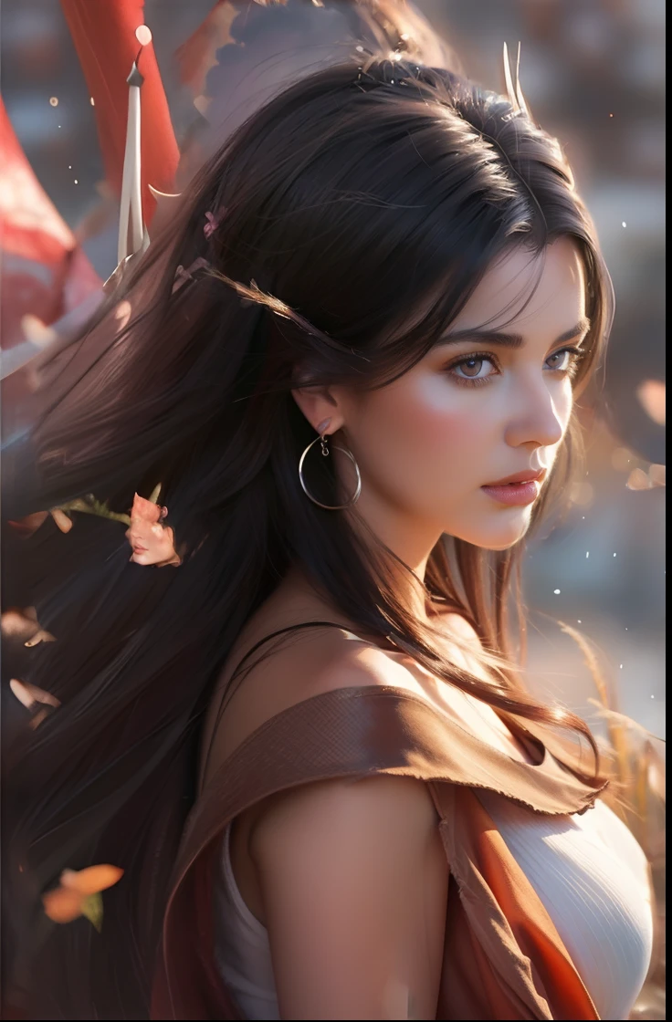A beautiful dark haired woman walks through an expansive field of dreams, digital painting, digital illustration, extreme detail, digital art, 4k, ultra hd, by Michael Garmash, Ben Bauchau
