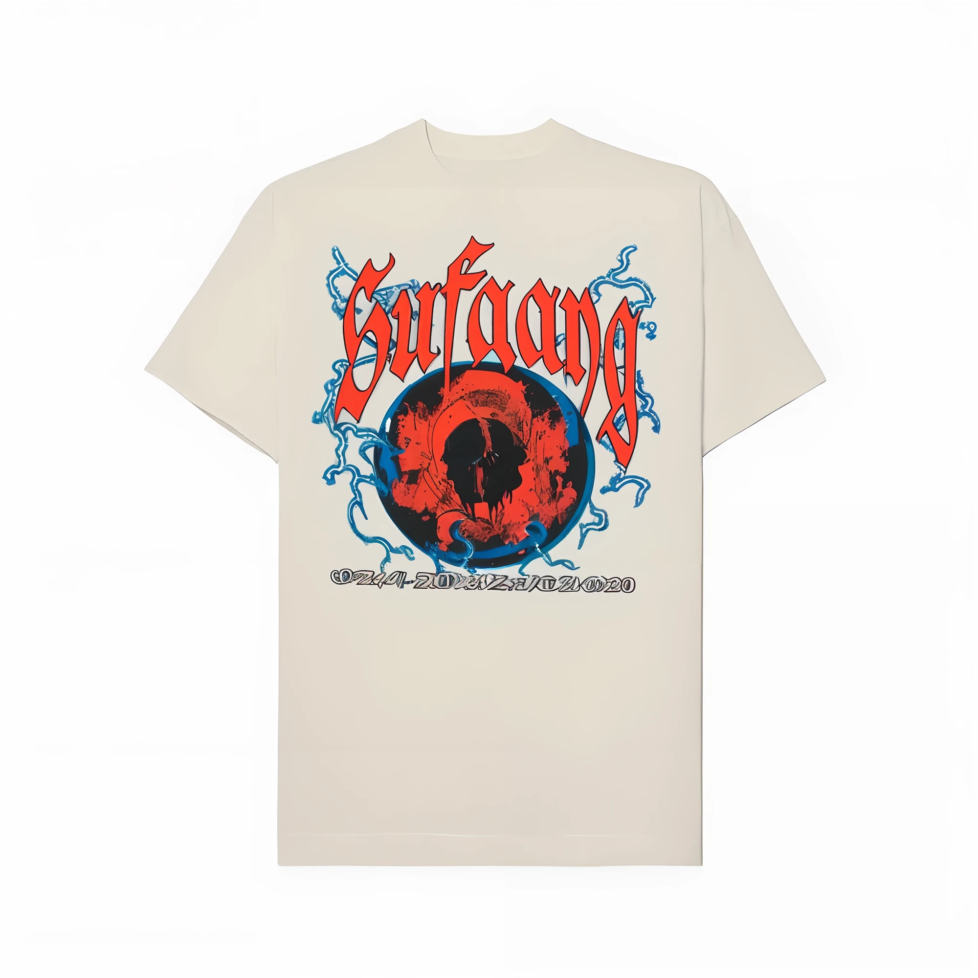 uma camiseta branca com a imagem de uma caveira, trending on r/streetwear, 2 0 2 0 moda, Ssense, outlive streetwear collection, Streetwear Graphic Design, roupas de fantasia soltas, Nanquan, graphic tees, streetwear, Futuro Vintage, Balenciaga, roupas do futuro, imagem oficial do produto, T - Camisa, camiseta, Samsara