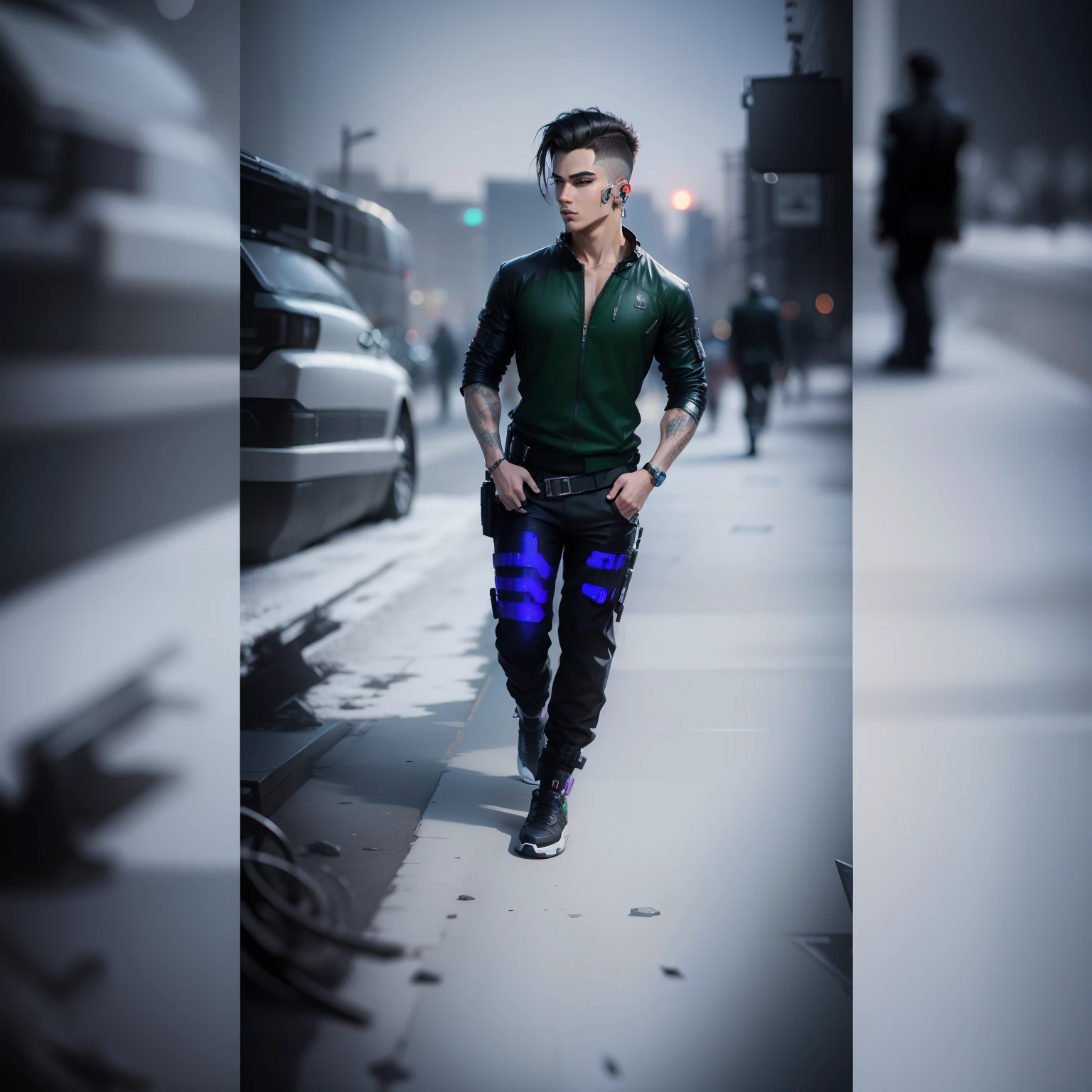Change background cyberpunk handsome boy. Good loking.8k realistic