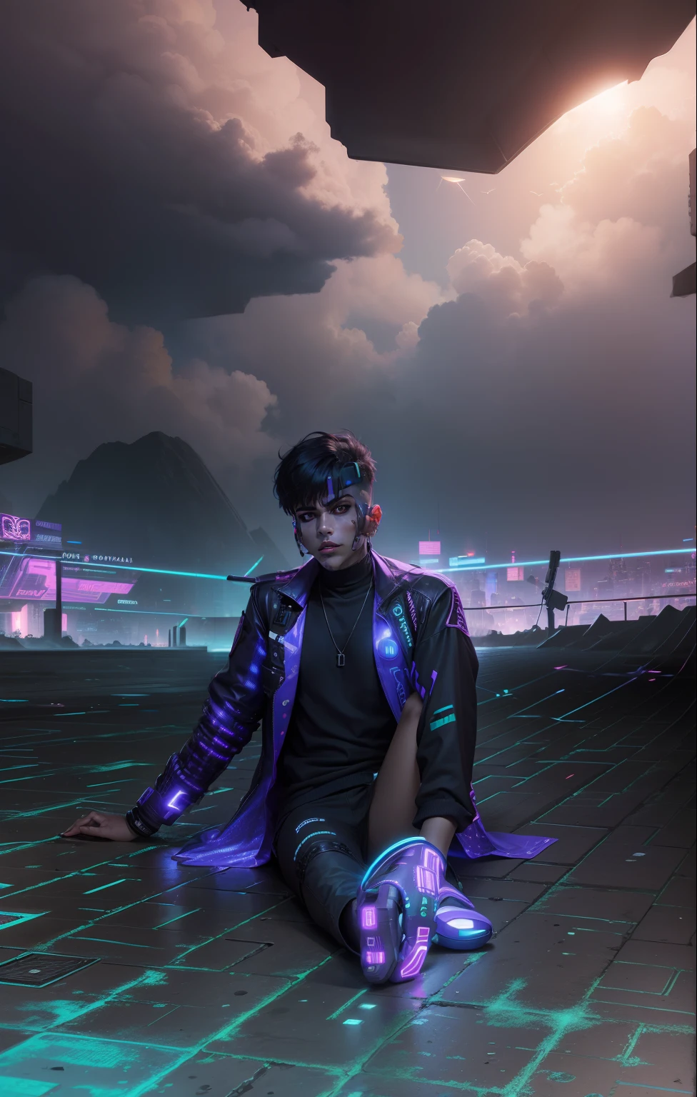 Change background cyberpunk handsome boy rial stick face
