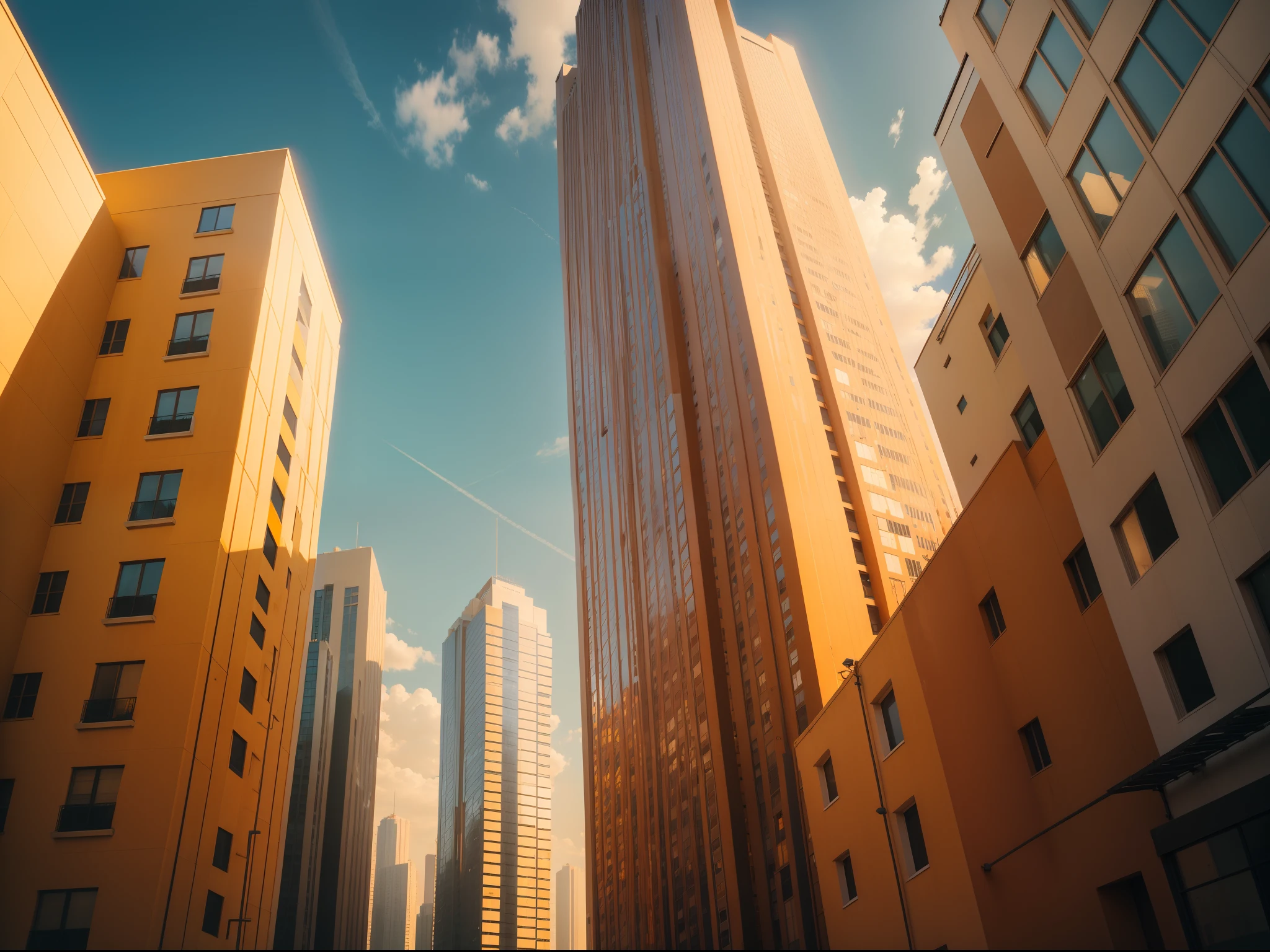 Condominiums with buildings and the primary orange color