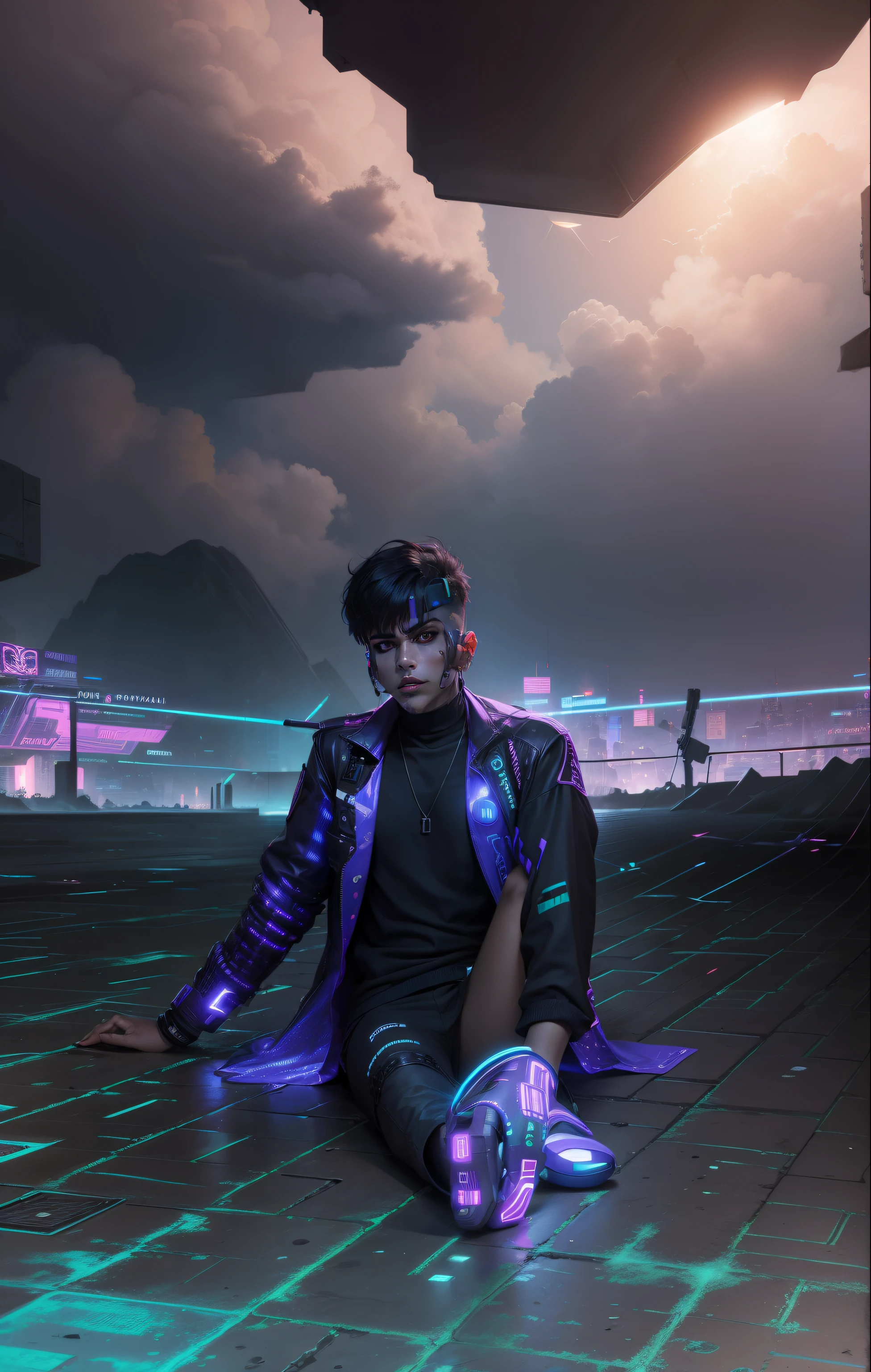 Change background cyberpunk handsome boy rial stick face