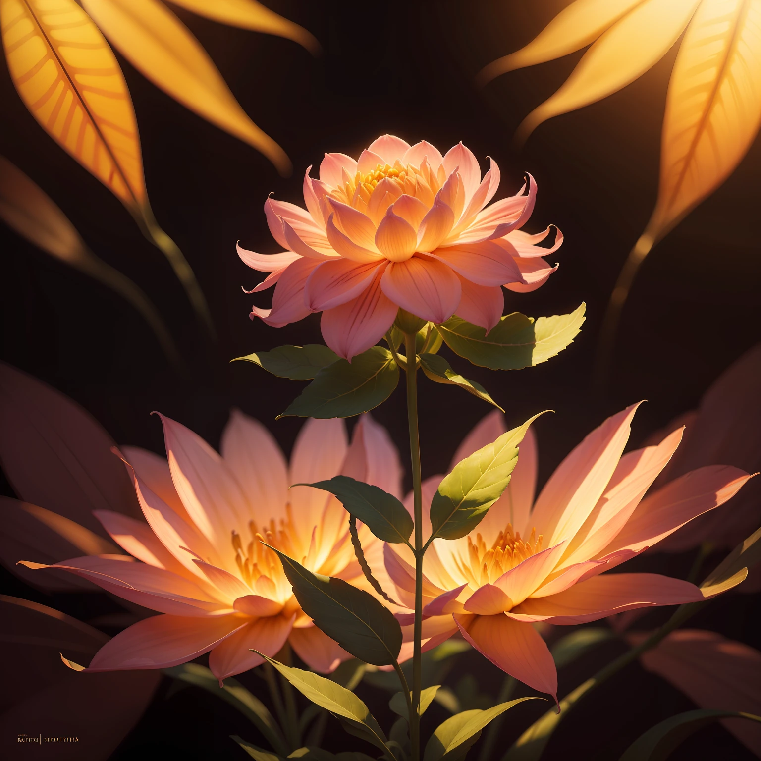 Dahlia pinnata flower, Ultra realista, Nature's magical atmosphere, retroiluminado, Magia, Natureza, Ultra Detalhado, intrincate details, fotografia profissional, luz aparente, Sombras aparentes