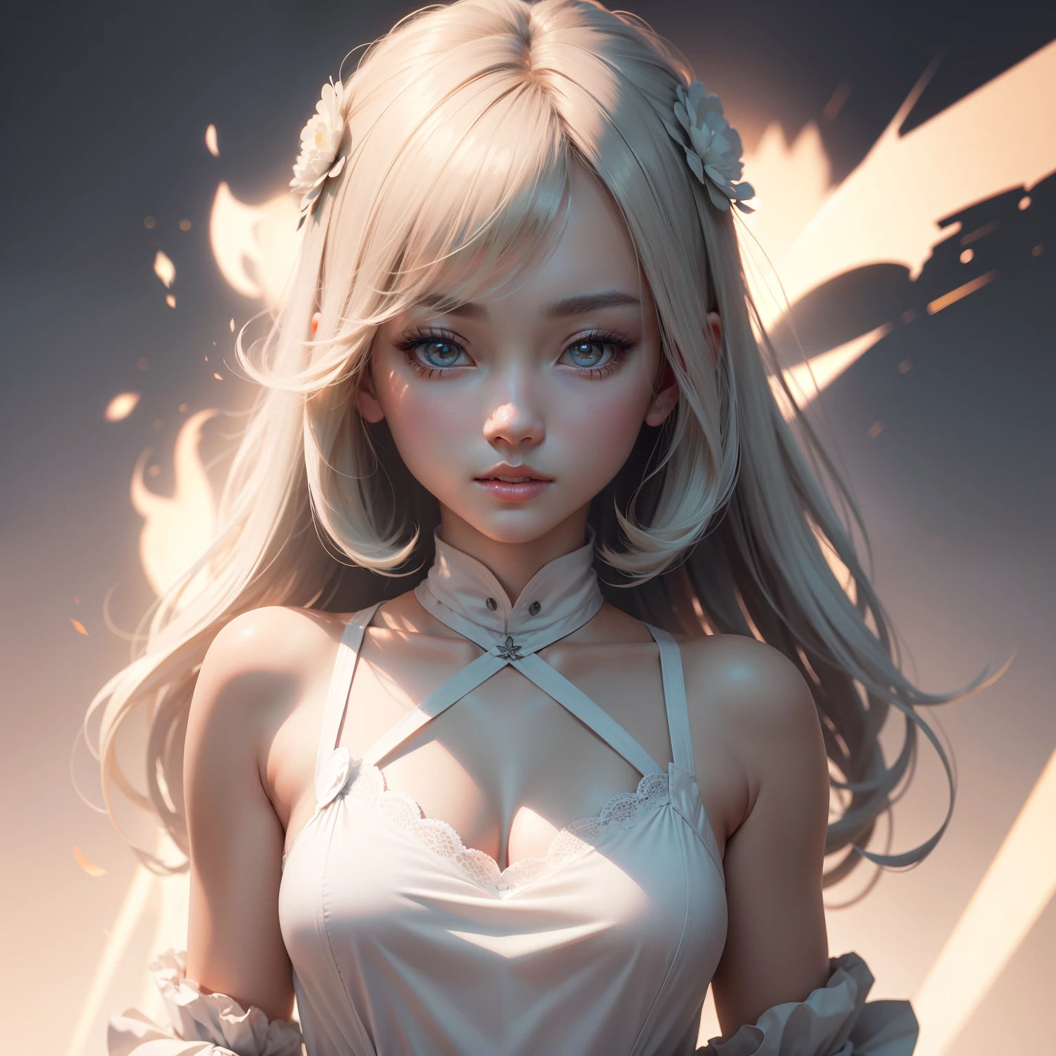 (8k wallpaper:1.2),(Ultra-high resolution:1.2),(Masterpiece:1.1),wallpapers,hiquality,Masterpiece,(high detail),
upper-body,独奏,looking a viewer,,
1girl,Fashion photo,Clean White Background,电影灯光,Film grain,Ray Tracing,