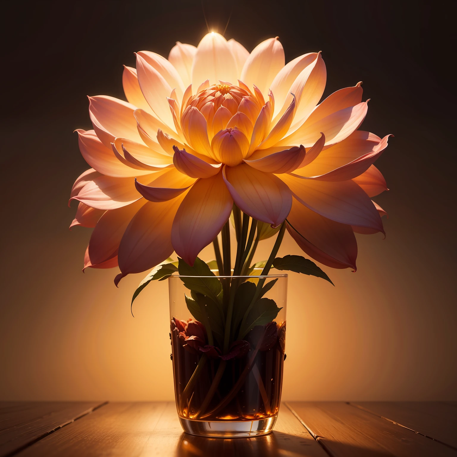 Dahlia pinnata flower, Ultra realista, Nature's magical atmosphere, retroiluminado, Magia, Natureza, Ultra Detalhado, intrincate details, fotografia profissional, luz aparente, Sombras aparentes