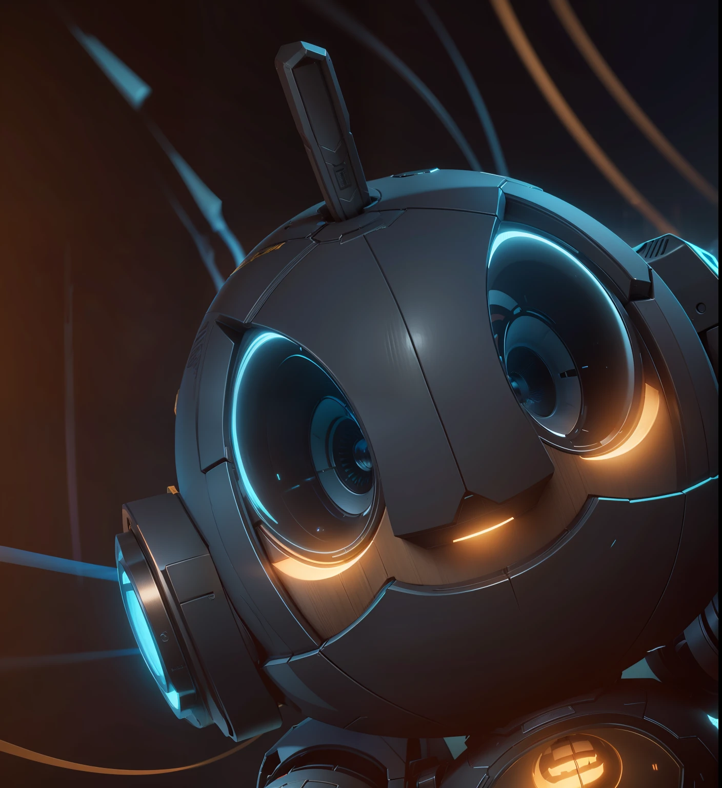 There's a robot with a big smile on its face, renderizado em keyshot, stylized as a 3d rendering, PBR estilizado, super detailed rendering, tiro de close-up, motor unreal face azul, Renderização 3D 8K Octane, Feito em Unreal Engine 5, Vista macro brilhante da Pixar, Criado em Unreal Engine 5, renderizado em renderman