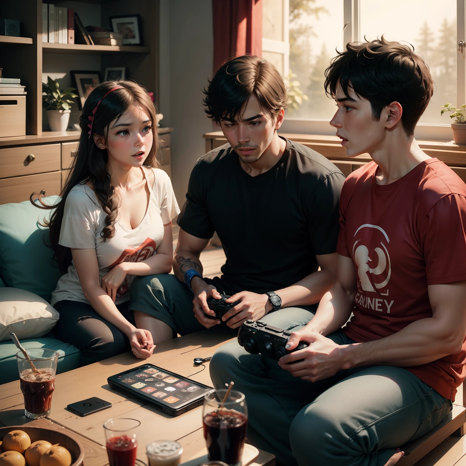 Family playing video games