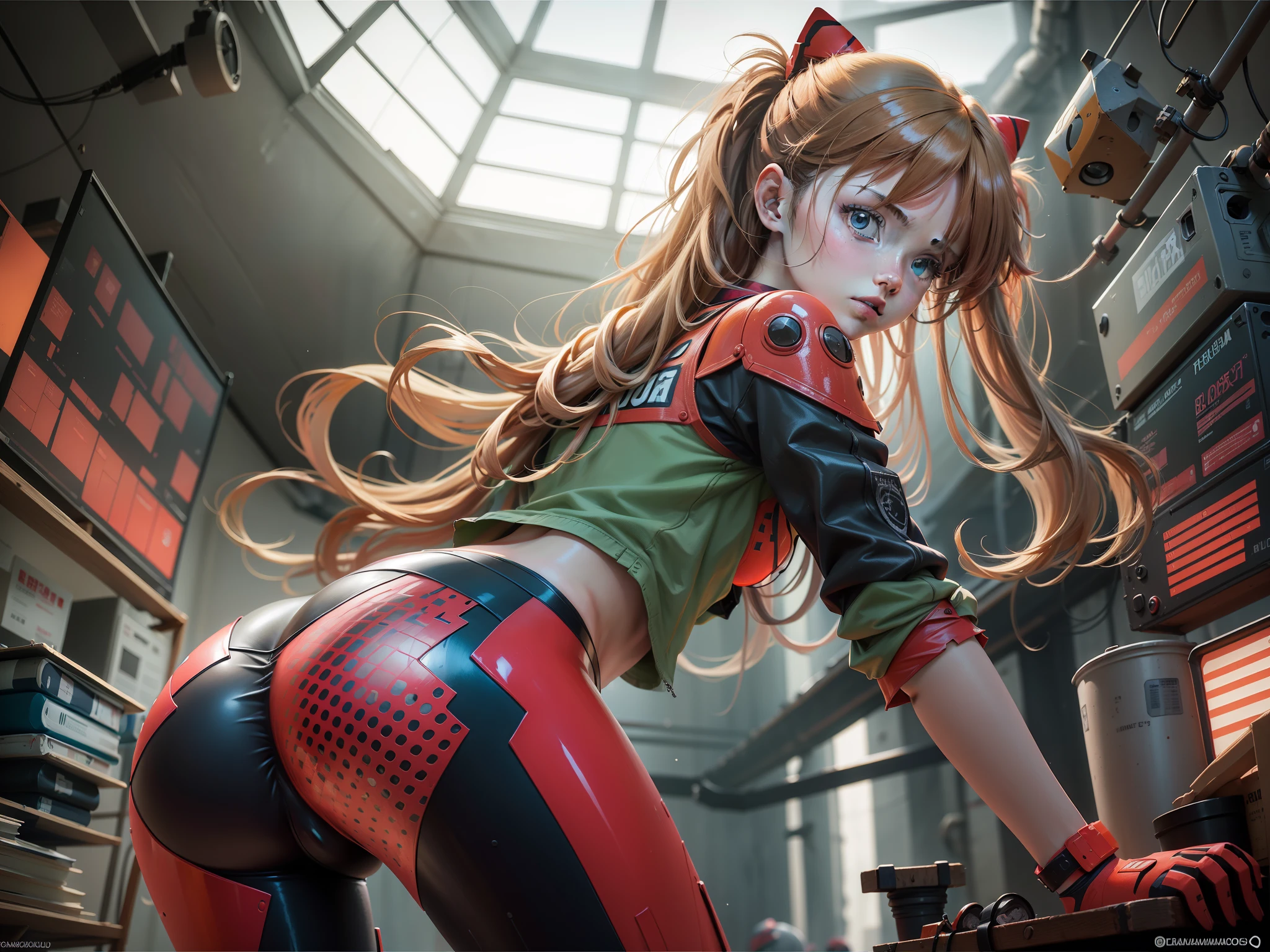 ((mejor calidad)), ((obra maestra)), (muy detallado:1.3), ....3d, hermoso trasero (cyberpunk:1.3) ((Asuka Langley Shikinami)), ((Ropa trasnparente)) ((falta muy corta)) ((culo perfecto)) ((vista trasera)) ((Vista posterior)) ((View from behind)) vida real, 1 girl in, cabin, Humano, grande, ombligo, desnudez, (obra maestra, highest qualityr), Rayo lateral, , hermosos ojos detallados, cadena de esclavos, collar de esclavo, trasero perfecto, pechos mojados, ropa de esclavo, boca abierta, ahe-cara, rough breathing, sonrojarse, sudar, ropa de esclavo, cabello multicolor, Dumpling pelo, cuerpo completo, Ropa reveladora, terminales de computadora operativas, servidores de computadora, Pantallas LCD, fibre optic cables, Logotipos corporativos, HDR (High Dymanic Range), Trazado de rayos, NVIDIA RTX, Super resolution, Irreal 5, Sub-Surface Scatterring, Texturas PBR, postprocesamiento, Anisotropic filtering, profundidad de campo, maximum sharpness and sharpness, Texturas multicapa, Mapeo de albedo y especular, sombreado de superficie, Accurate simulation of light-material interactions, proporciones perfectas, octane representation, duotone lighting, ISO bajo, balance de blancos, regla de tercios, apertura amplia, 8K RAW, high-efficiency subpixels, sub-pixel convolution, glow particles,