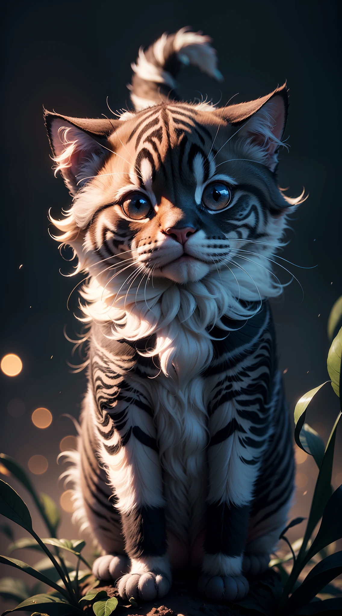 DreamShaper:3.2, Photography, BotanicalUSA, style of Paul Barson, A plant that looks like a fluffy maincooncat, light background, rim Light, bokeh , fog, macro, no add human