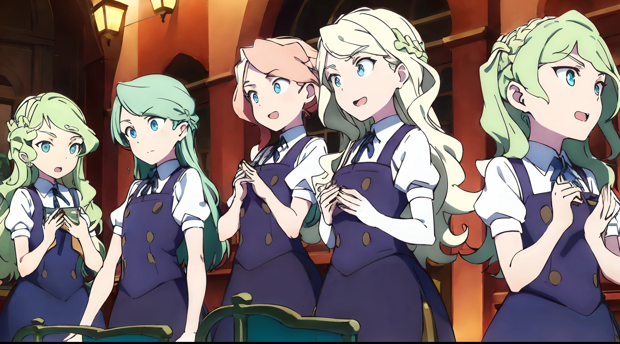 diano_cavendish, 5girls, group, sisters, quintuplets, green hair