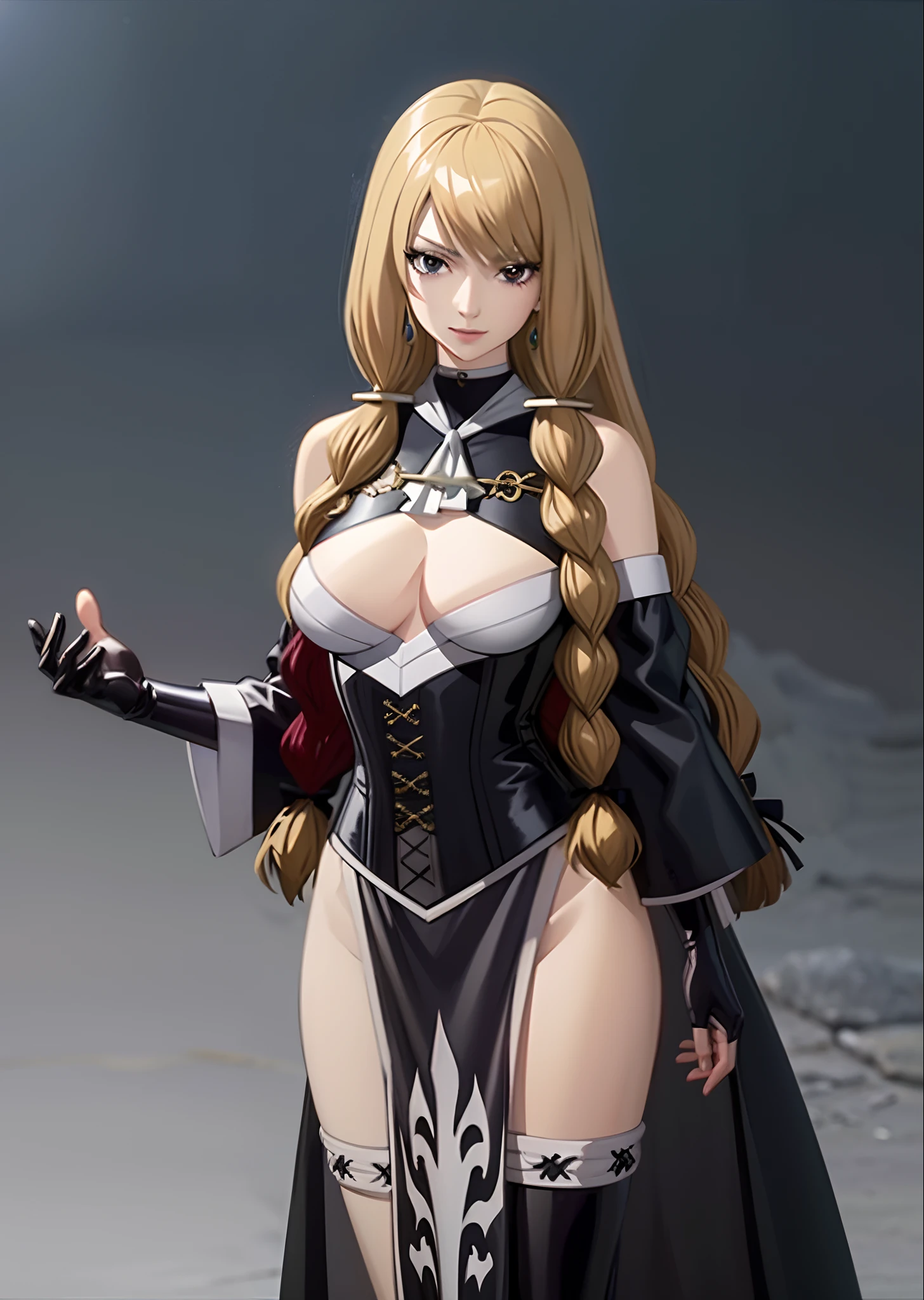 Blonde-haired woman in corset and leather suit posing for a photo, Render fotorrealista de Anime Girl, 3D render character art 8 k, Impresionante arte de personajes, hyperdetailed fantasy character, Render de Mirabel Madrigal, Arte detallado de alta calidad 8K, 2. 5 d cgi anime fantasy artwork, highly detailed character, epic exquisite character art, realistic fantasy render