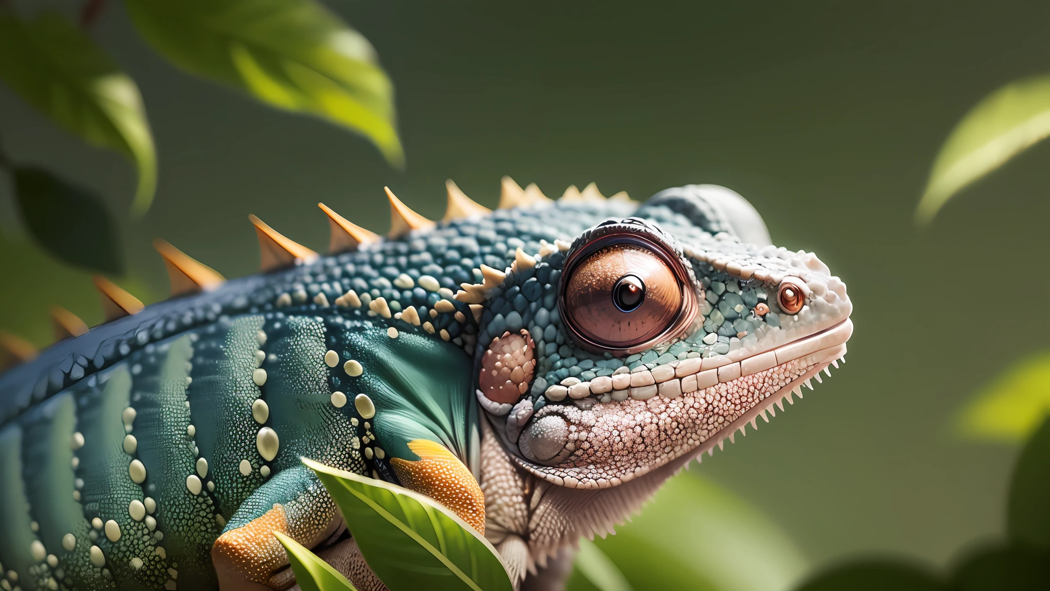 Macro photography of a Chameleon in the rain forest --auto --s2