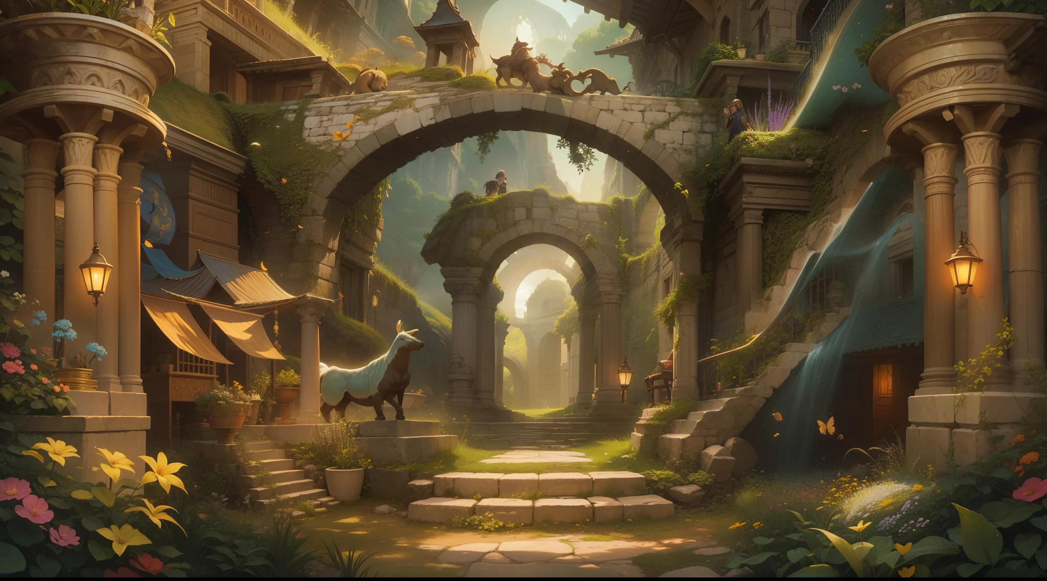 ultra-nitidez, ultra detalhado, ""Immerse viewers in a captivating fantasy realm within the pages of an enchanted book through a meticulously detailed digital painting. Depict an otherworldly landscape filled with mythical creatures, ancient ruins, and magical flora emerging from the pages of the book. Use a professional-grade camera to capture the scene, empregando uma lente macro para melhorar detalhes intrincados. Set the resolution to 8K, allowing viewers to explore every nook and cranny of the fantastic world. Opt for a contrast-rich lighting setting, accentuate the play between light and shadow to bring depth to the composition. The rich color palette and cinematic quality of the image should evoke a sense of wonder and awe, convidando os espectadores a embarcar em uma jornada imaginativa.