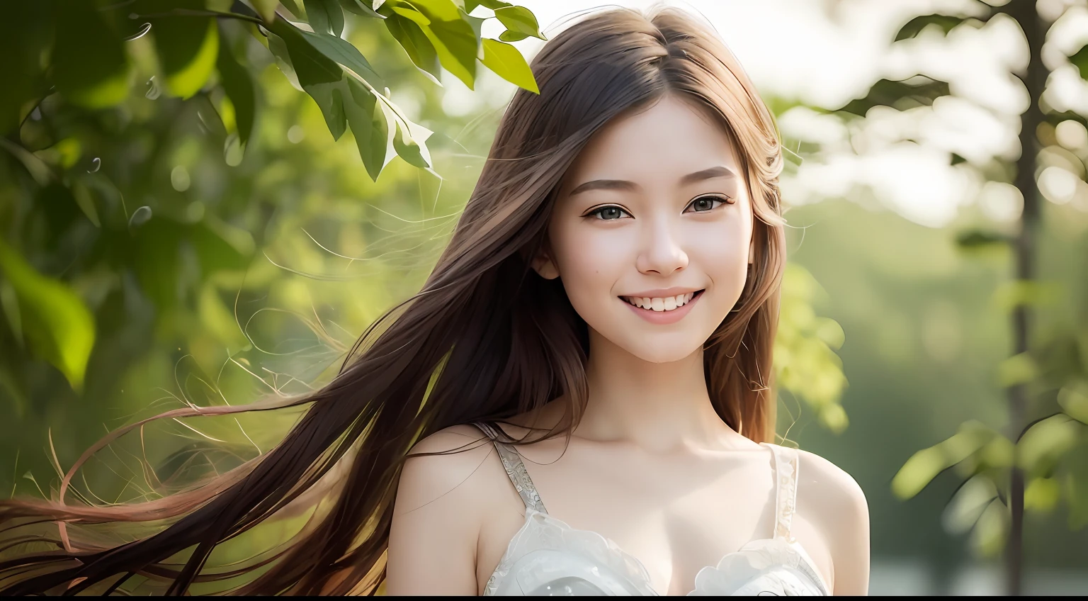 (8K, Best Quality, Masterpiece: 1.2), (Realistic, Photorealistic: 1.37), Super Detail, 1 Girl, Cute, Solo, (Redness of the Nose), (Smile: 1.15), (Mouth Closed) Small, Beautiful Eyes, (Long Hair: 1.2), Floating Hair Novafrog style, upper body, Japan person