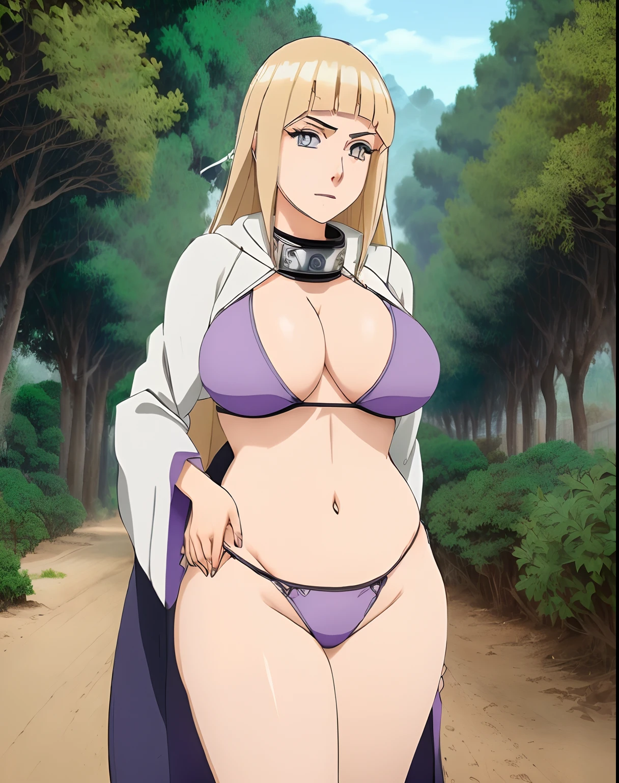 Blonde woman with big chest in a purple bikini posing for a photo, anime sedutora, Shikami, Menina na vida real, Mistura russa e japonesa, Deusa loira, Deusa japonesa, linda Delphine, longos cabelos loiros e olhos grandes, ava max, Ahegao, longos cabelos loiros e olhos grandes, lindo anime sedutor adolescente, com longos cabelos loiros